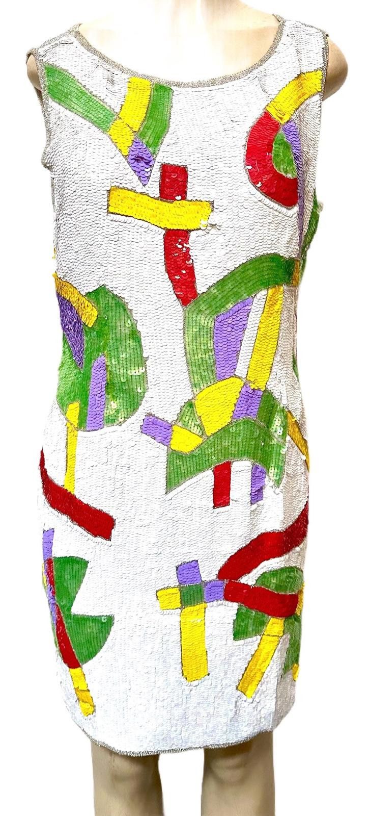 Other Sequin White Multicolored Cocktail Dress size 8 Size M / US 6-8 / IT 42-44 - 1 Preview