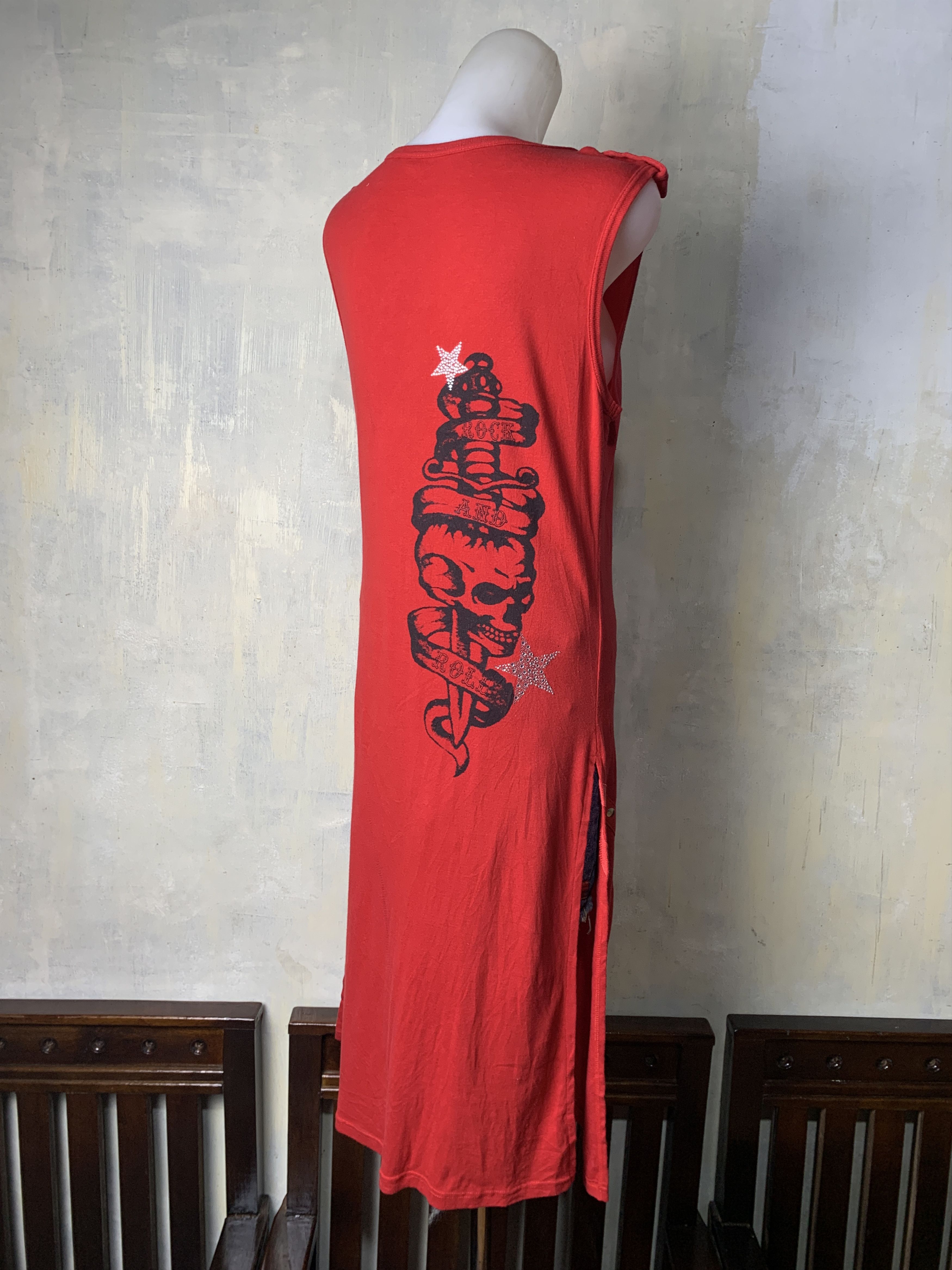 Japanese Brand Chorus Skull Red Zip Tattoo Dress (L) Size L / US 10 / IT 46 - 3 Thumbnail