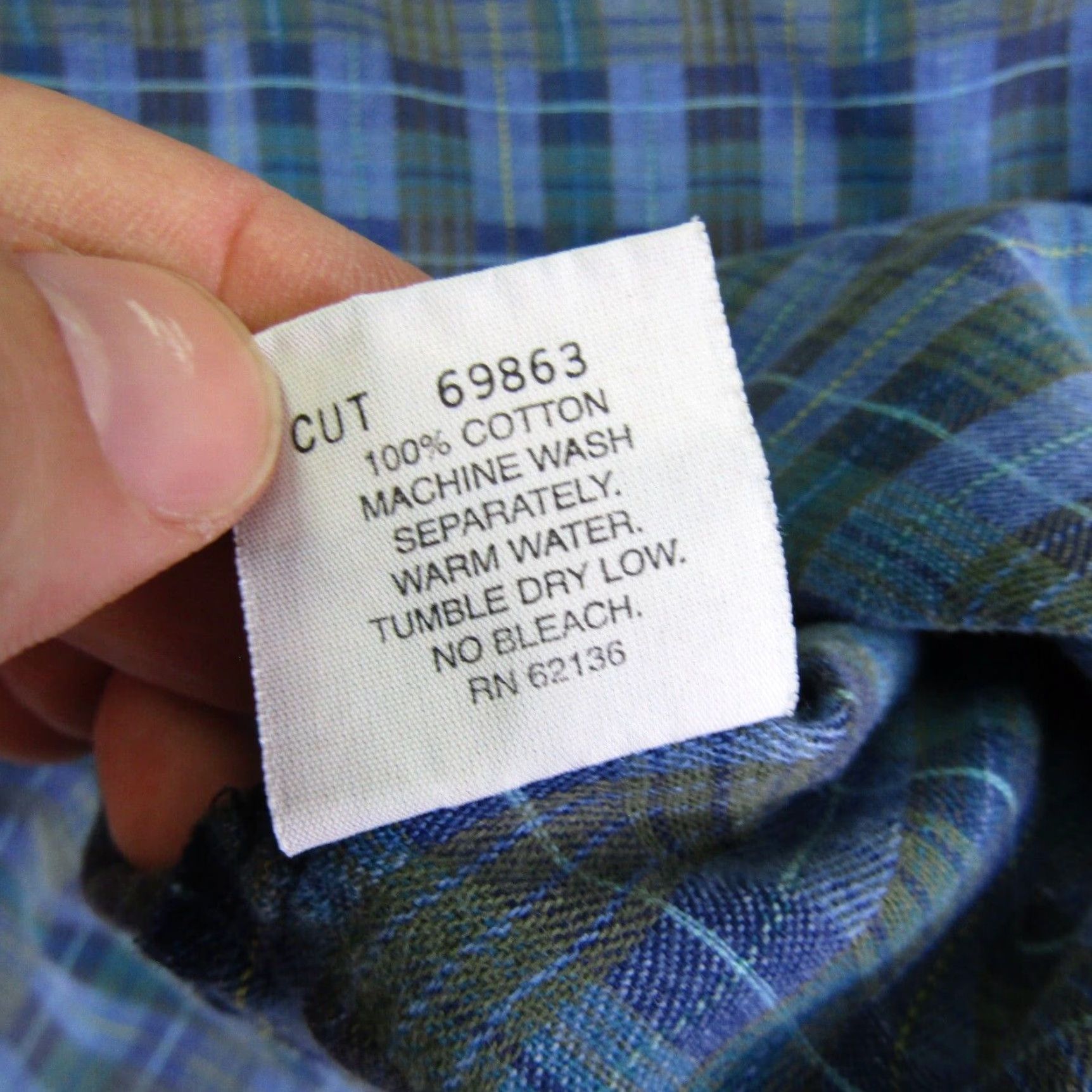Guess VINTAGE GUESS Button-Up Shirt Mens Large Blue Plaid Twill Long Sleeve Flap Pockets Made in USA Size US L / EU 52-54 / 3 - 7 Thumbnail