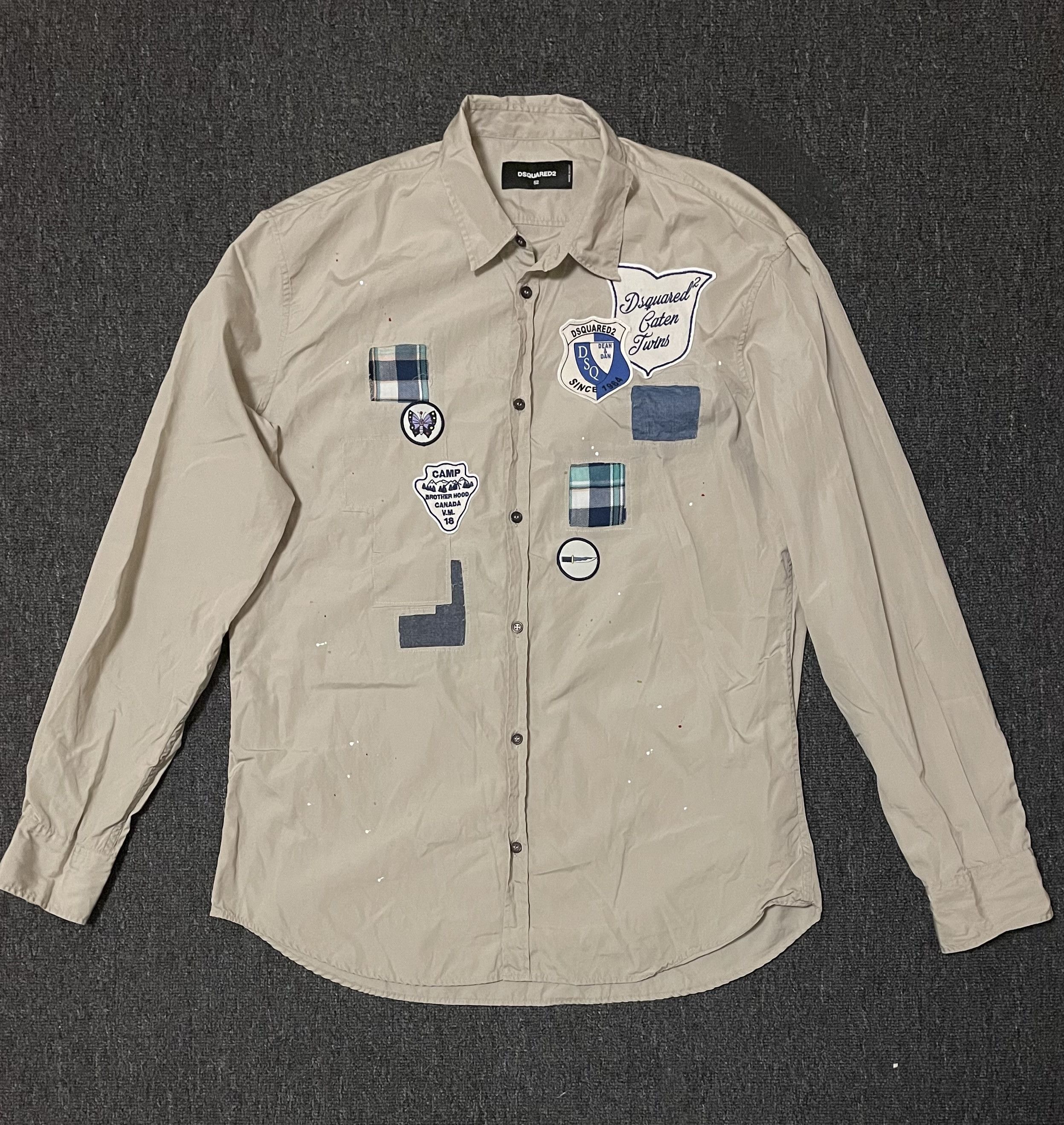 image of Dsquared2 Patch Badge Shirt Size 52 in Yellow, Men's