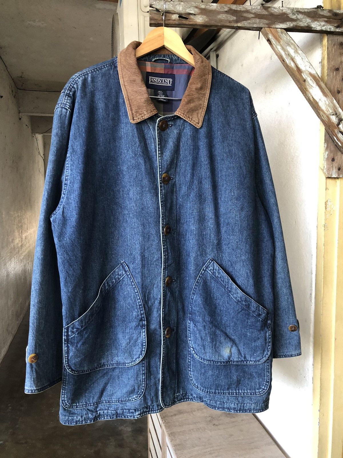 Lands' End Vintage Land's End Parka Denim Jacket Size US L / EU 52-54 / 3 - 4 Thumbnail