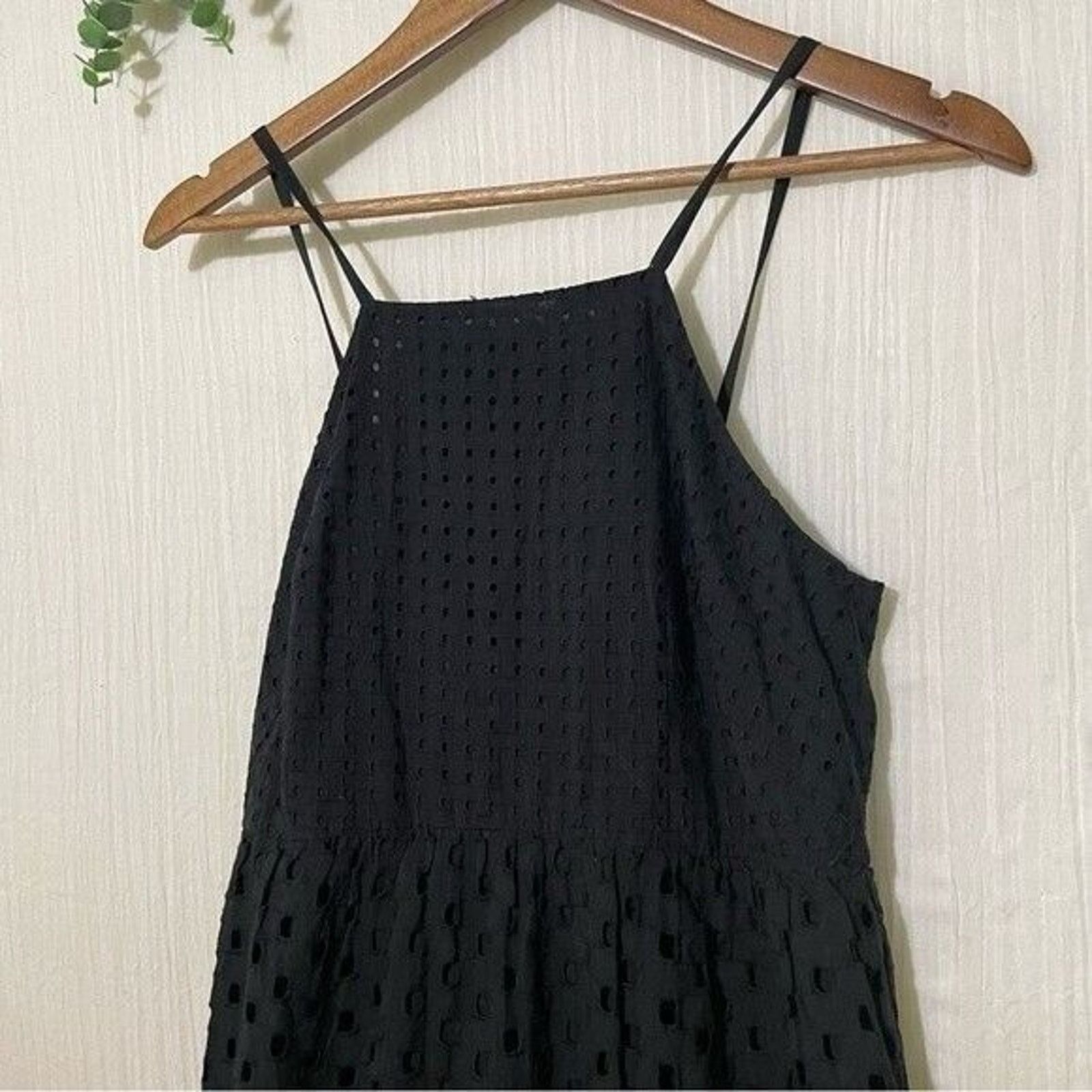 Loft Loft Black Eyelet Midi Dress 2 Petite Cotton Tiered Size XS / US 0-2 / IT 36-38 - 3 Thumbnail