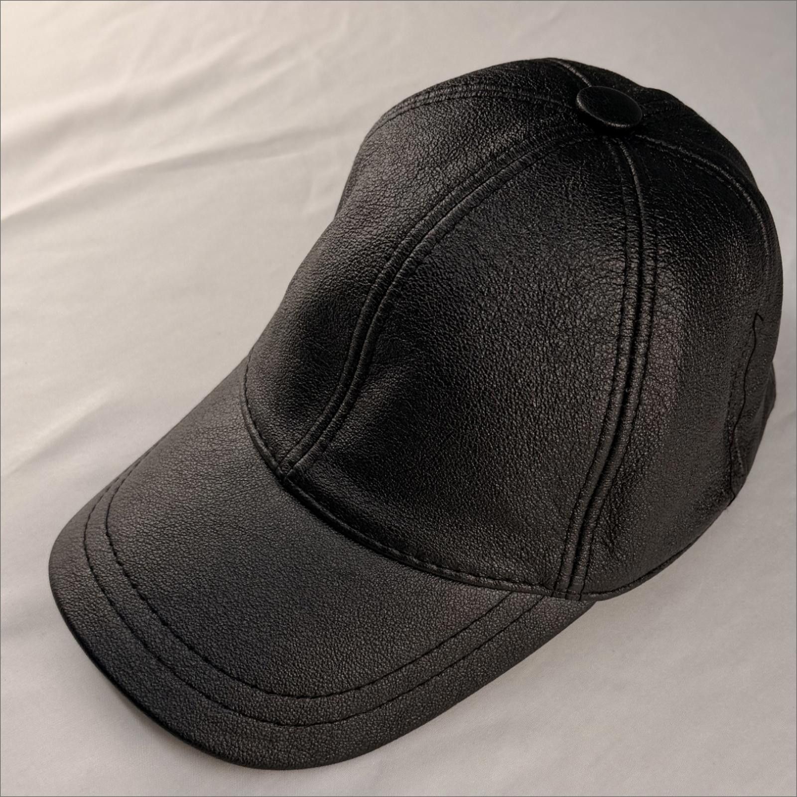 Other NEW Black Leather Baseball Cap - Premium Hat 076 Size ONE SIZE - 3 Thumbnail