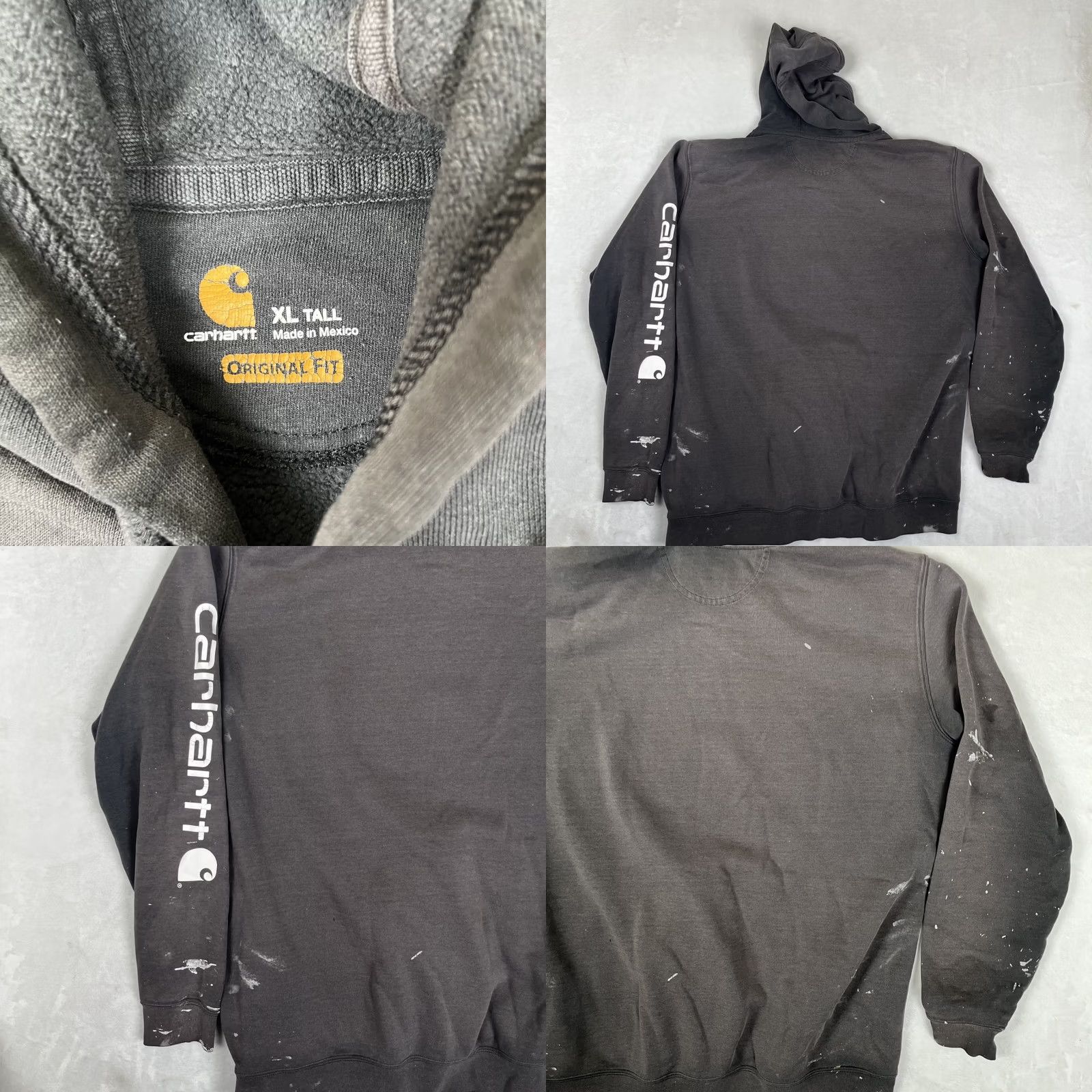 Carhartt Carhartt Hoodie Sweatshirt Mens XL Tall Original Fit Arm Spell Out Paint Thrash Size US XL / EU 56 / 4 - 8 Thumbnail