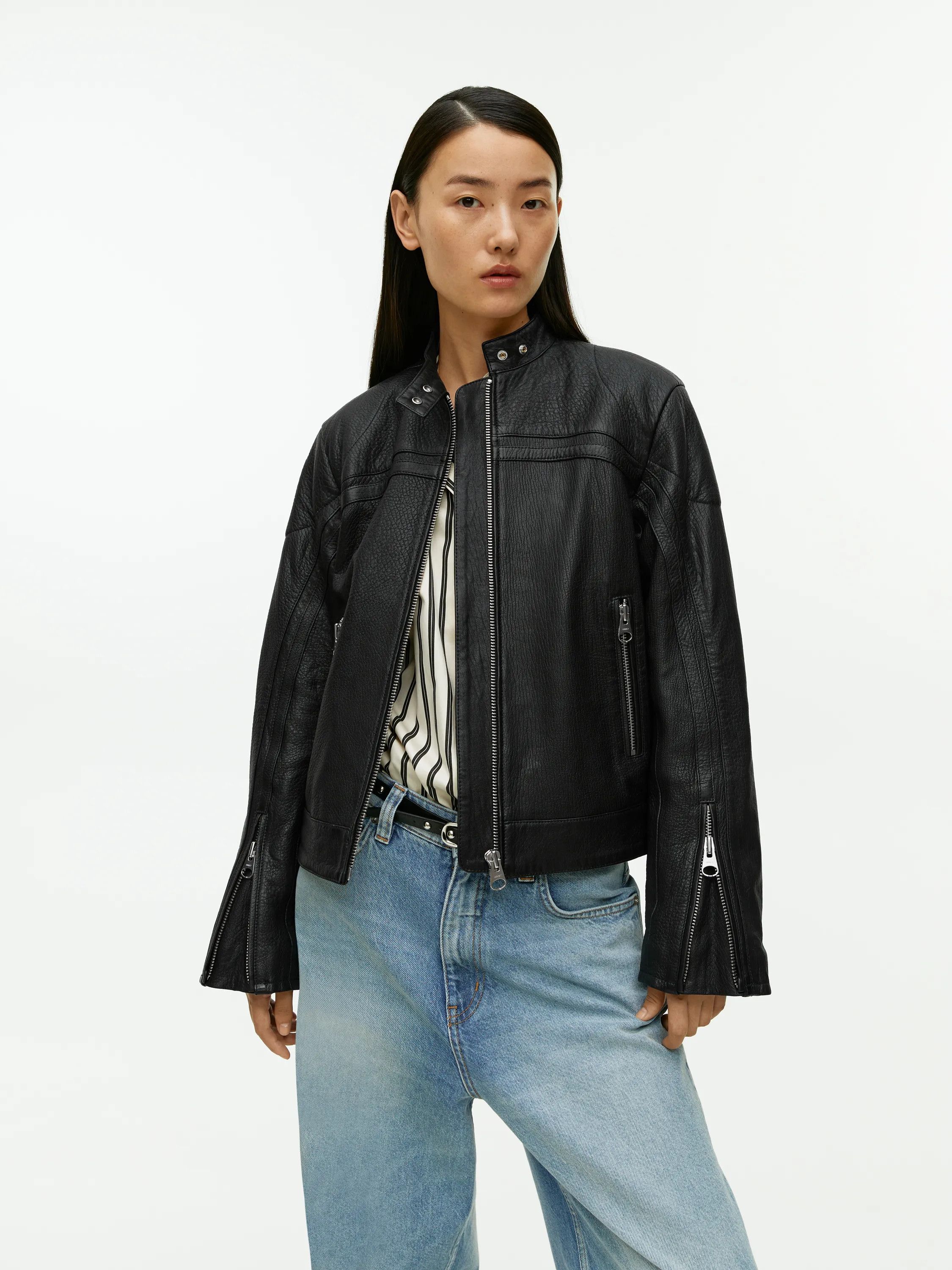 Arket Arket Racer Leather Jacket Leather Jacket | Grailed