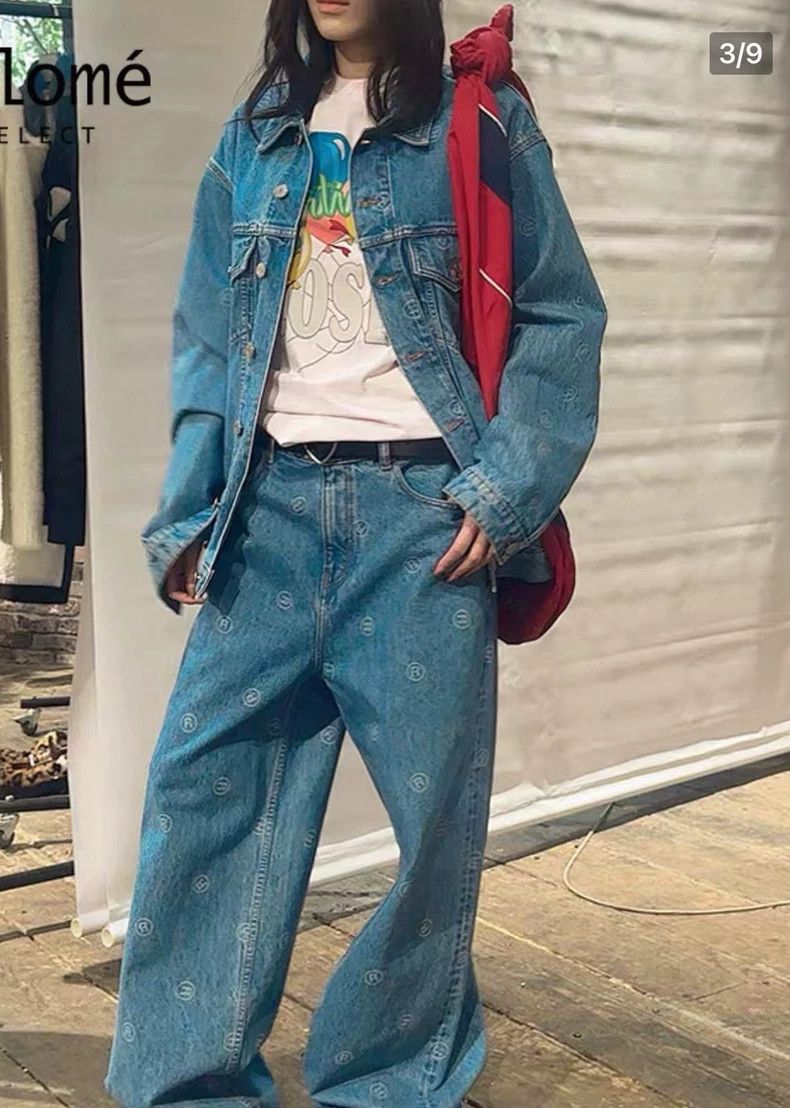 Martine Rose Martine Rose Denim jacket R with full logo print Size US M / EU 48-50 / 2 - 7 Thumbnail