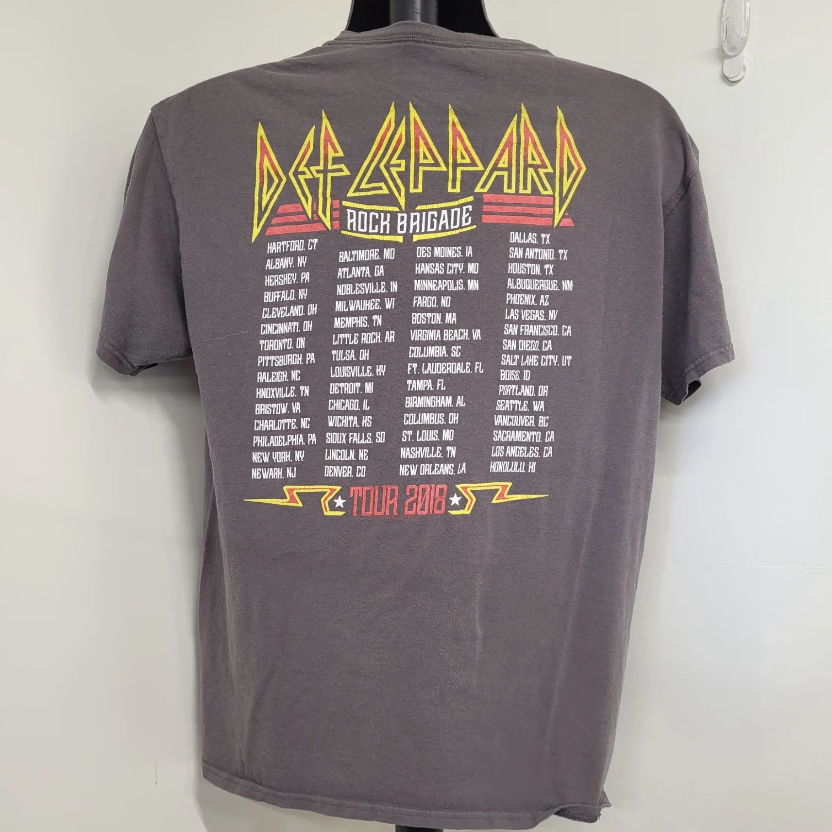 Vintage Def Leppard Tour T-Shirt Men Large Brown Rock Brigade 2018 Band READ Shirt Mens Concert 2018 Size US L / EU 52-54 / 3 - 5 Thumbnail