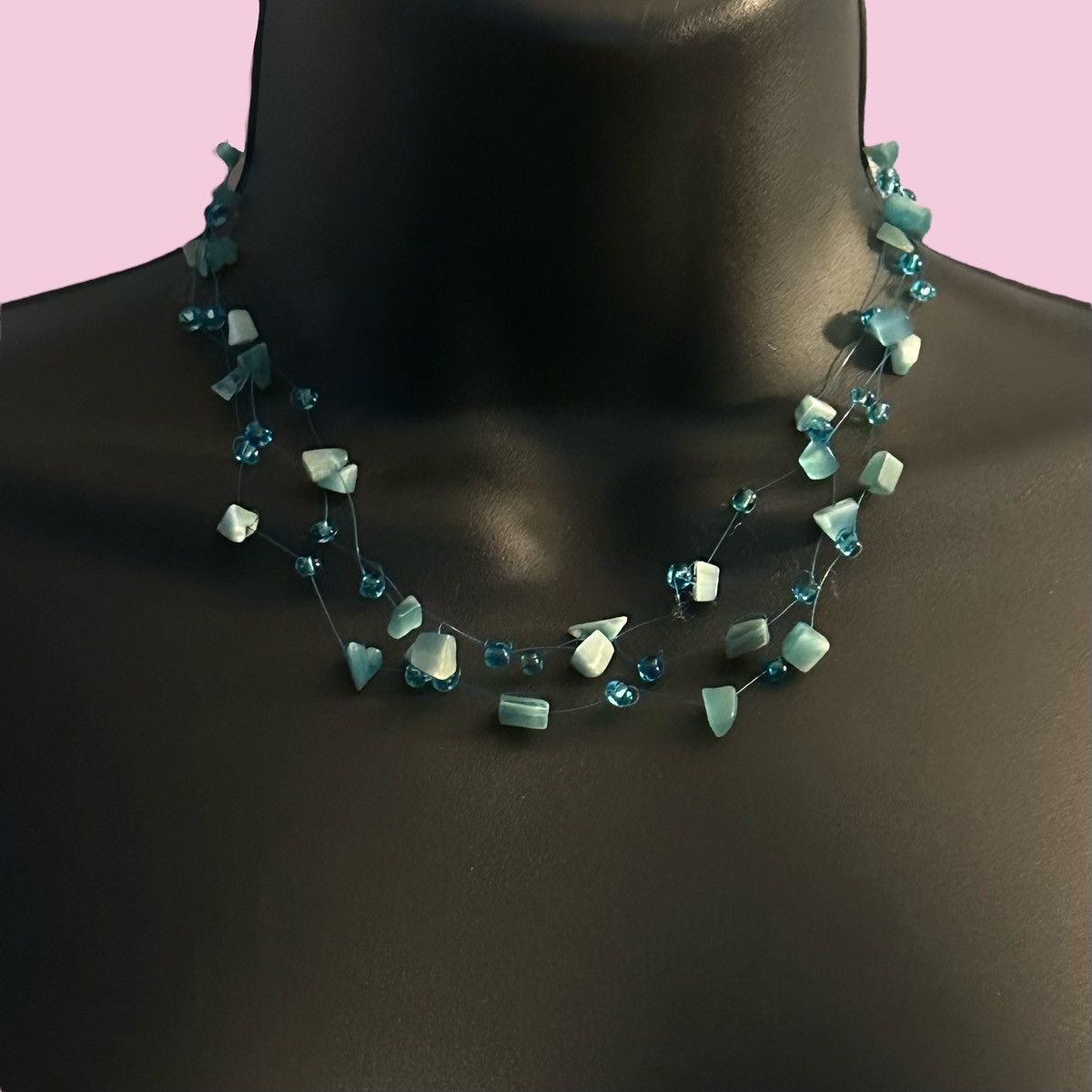Vintage Vintage multi strand aqua blue shell chip necklace Size ONE SIZE - 1 Thumbnail