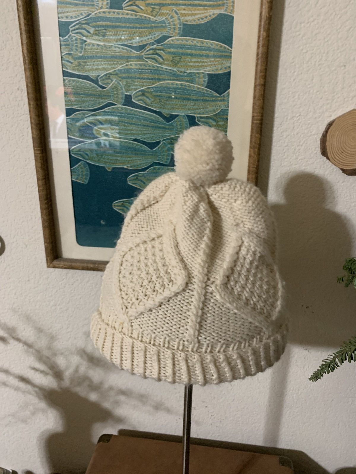 Aran Isles Knitwear × Carraig Donn × Vintage Wool Handknit in Ireland Beanie w/ Pom Pom Size ONE SIZE - 5 Thumbnail