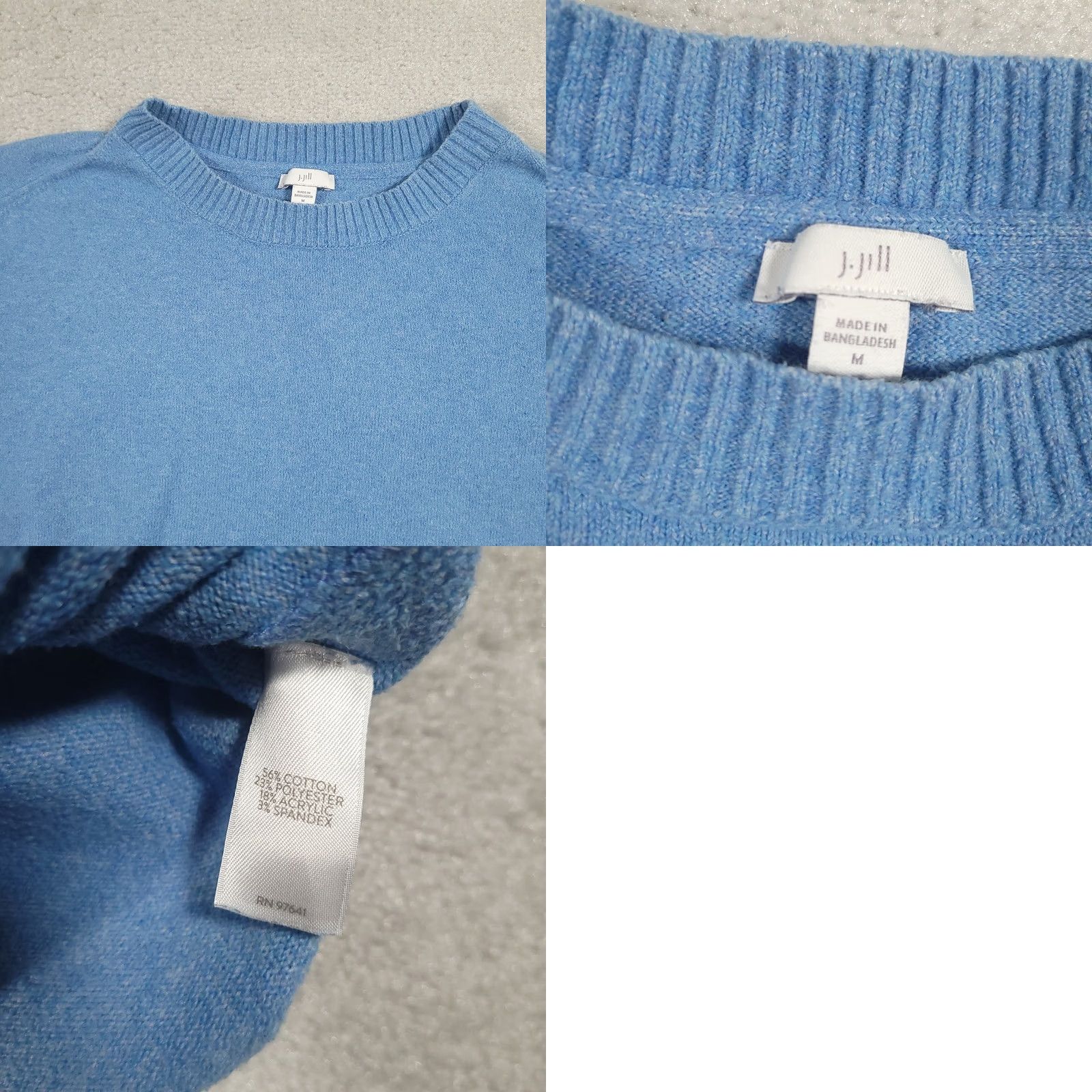 J. Jill J. Jill Sweater Women Medium Blue Crewneck Long Sleeve Knit Pullover Regular Fit Size M / US 6-8 / IT 42-44 - 8 Thumbnail