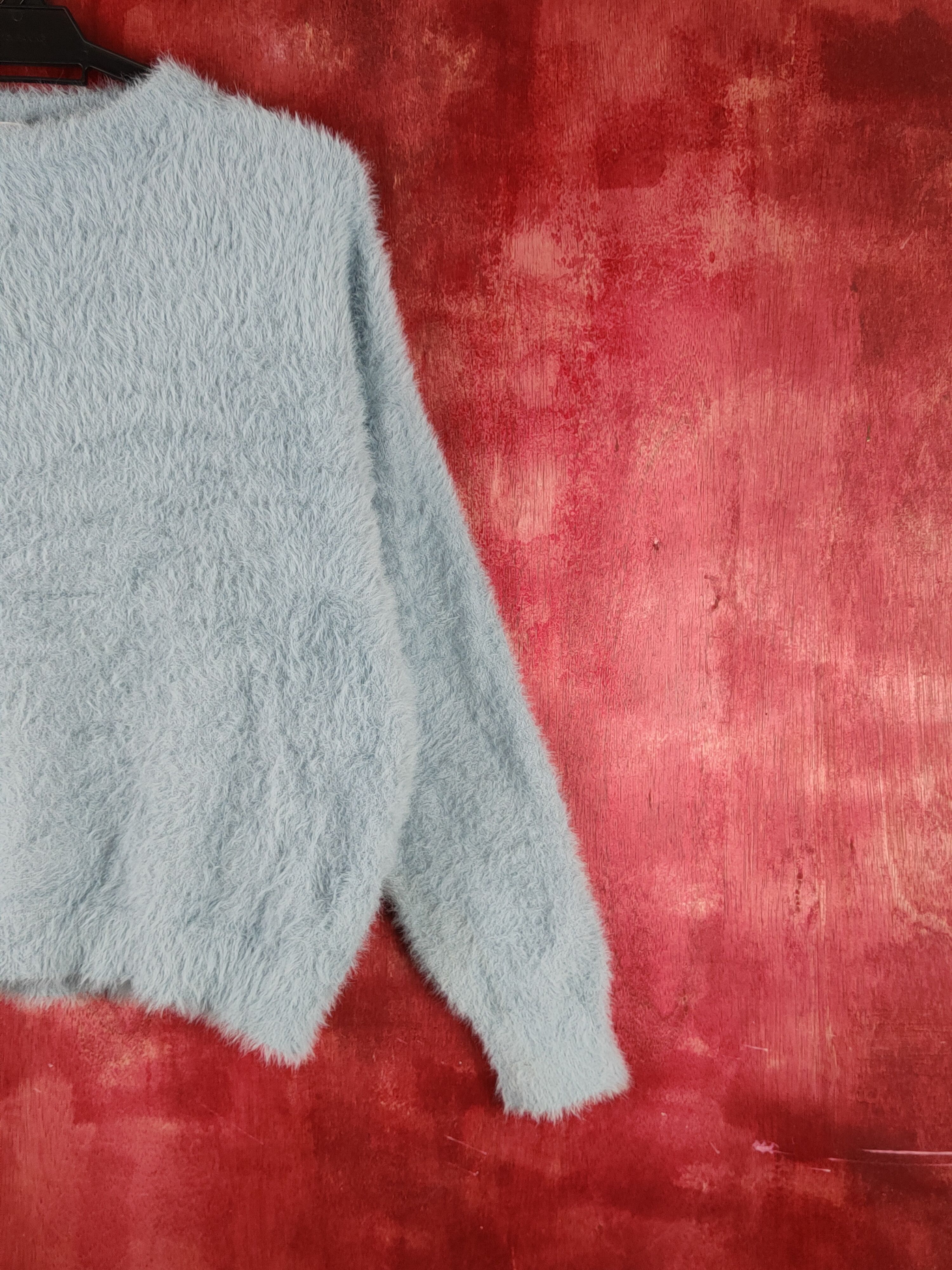 Homespun Knitwear Esseme Blue Shag Shaggy Fur Mohair Knitwear #S1969 Size L / US 10 / IT 46 - 5 Thumbnail