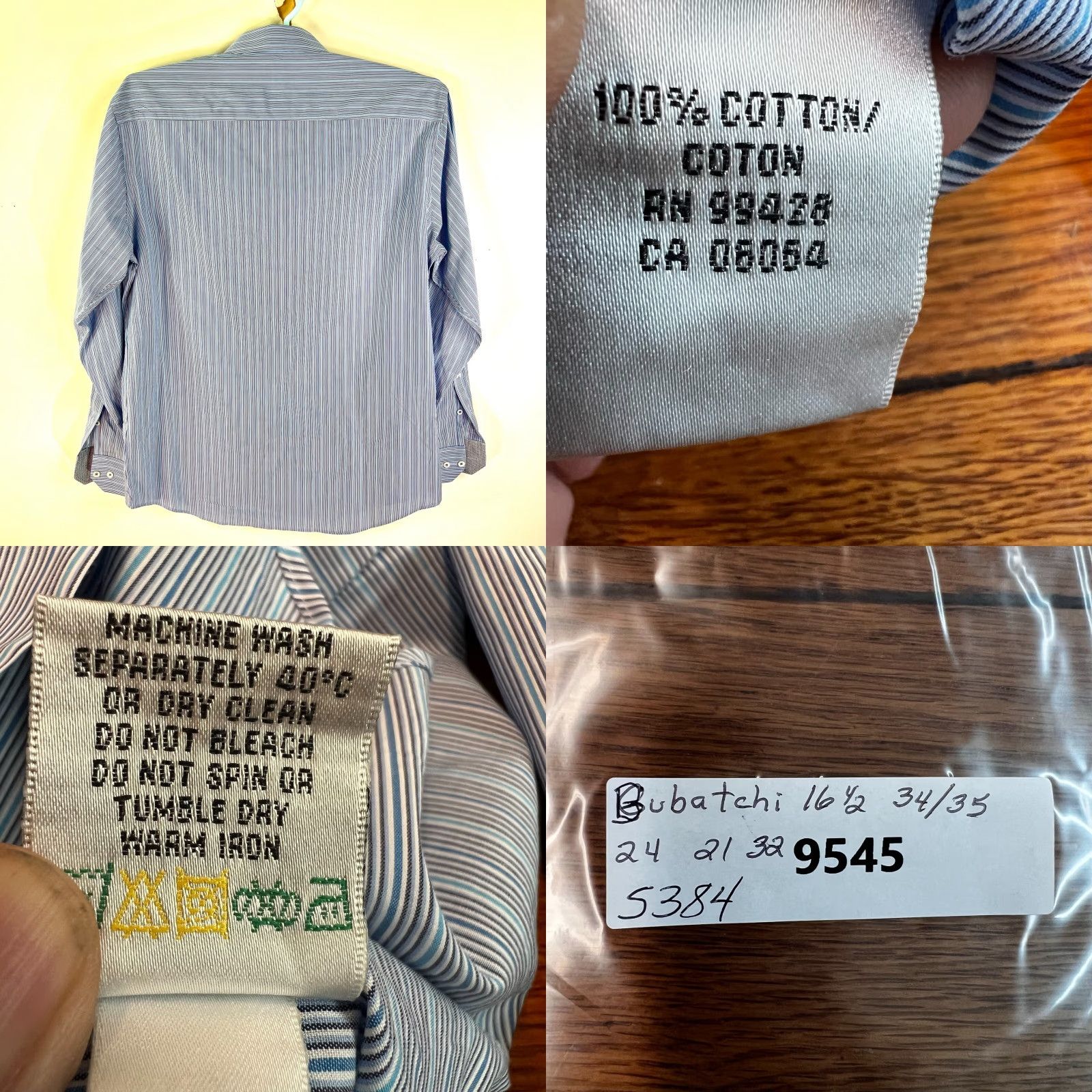 BUGATCHI BUGATCHI UOMO Striped Button-Up Shirt Mens Size 16.5 Blue Cotton Shirt Mens Regular Blue 16.5 34/35 Classic Colorful Designer Size US L / EU 52-54 / 3 - 8 Thumbnail