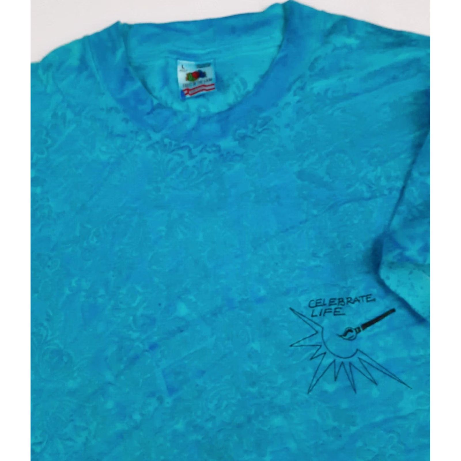 Fruit Of The Loom VINTAGE Celebrate Life USA Made Blue Single Stitch T-Shirt L Mens 80s Navy Blue Stitch EUC Fruit of the Loom Size US L / EU 52-54 / 3 - 4 Thumbnail