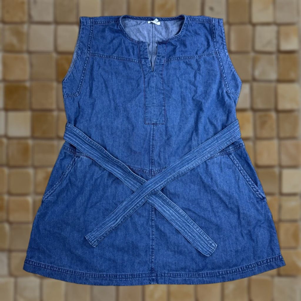 Vintage Maurices Dress Women's XXL Denim Mini Sleeveless Blue Pockets Tie Dress Denim Tie Pockets 2XL Women Shirt? Size XXL / US 16-18 / IT 52-54 - 1 Thumbnail