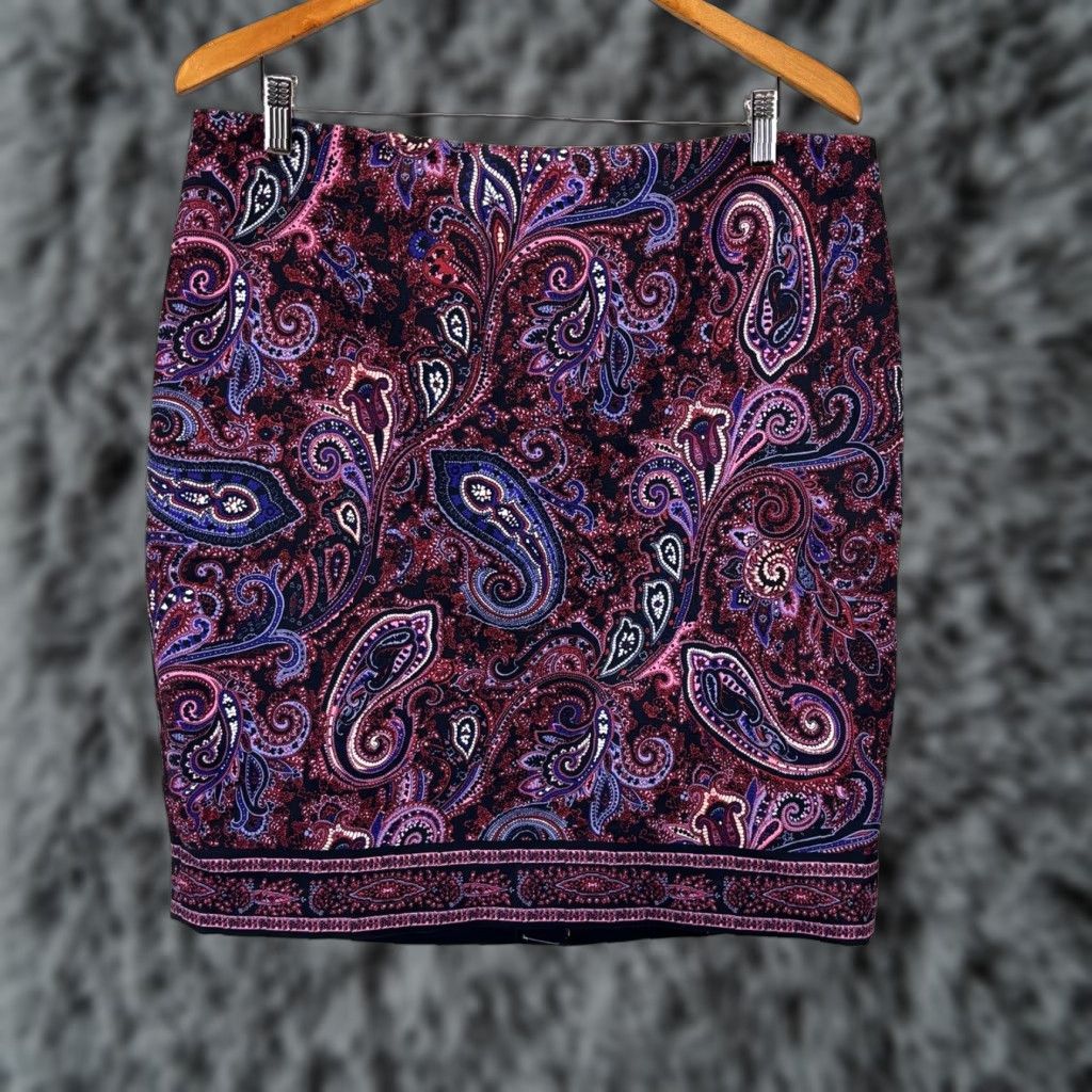 Talbots Talbots Purple Paisley Pencil Skirt Petites 16P Career Womens Size 38" / US 16 / IT 52 - 1 Thumbnail