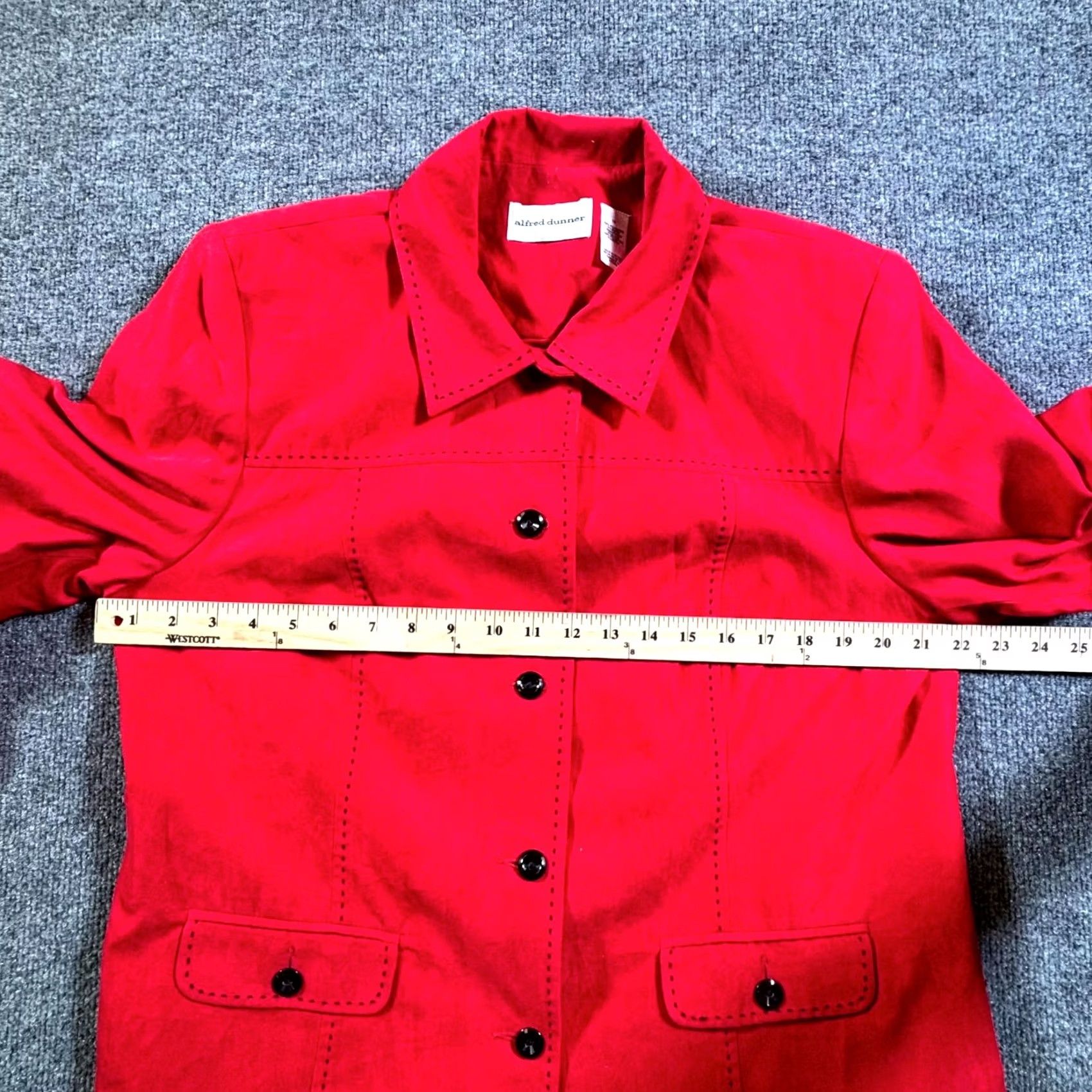 Vintage Alfred Dunner Basic Jacket Womens 16 Red Polyester Fleece-Lined Button-Up Jacket Size XXL / US 16-18 / IT 52-54 - 7 Thumbnail