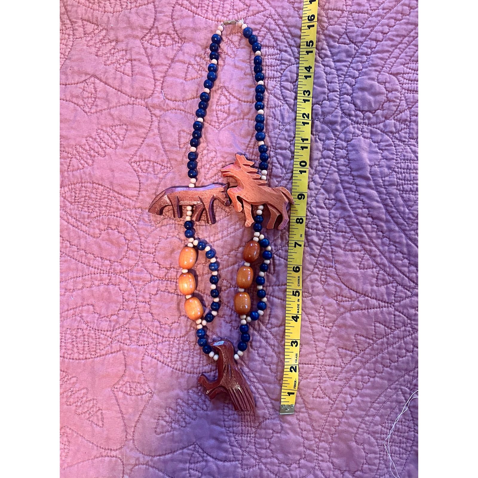 Vintage Vintage 80s Wooden Bead Necklace with Carved Animal Accents Size ONE SIZE - 2 Thumbnail