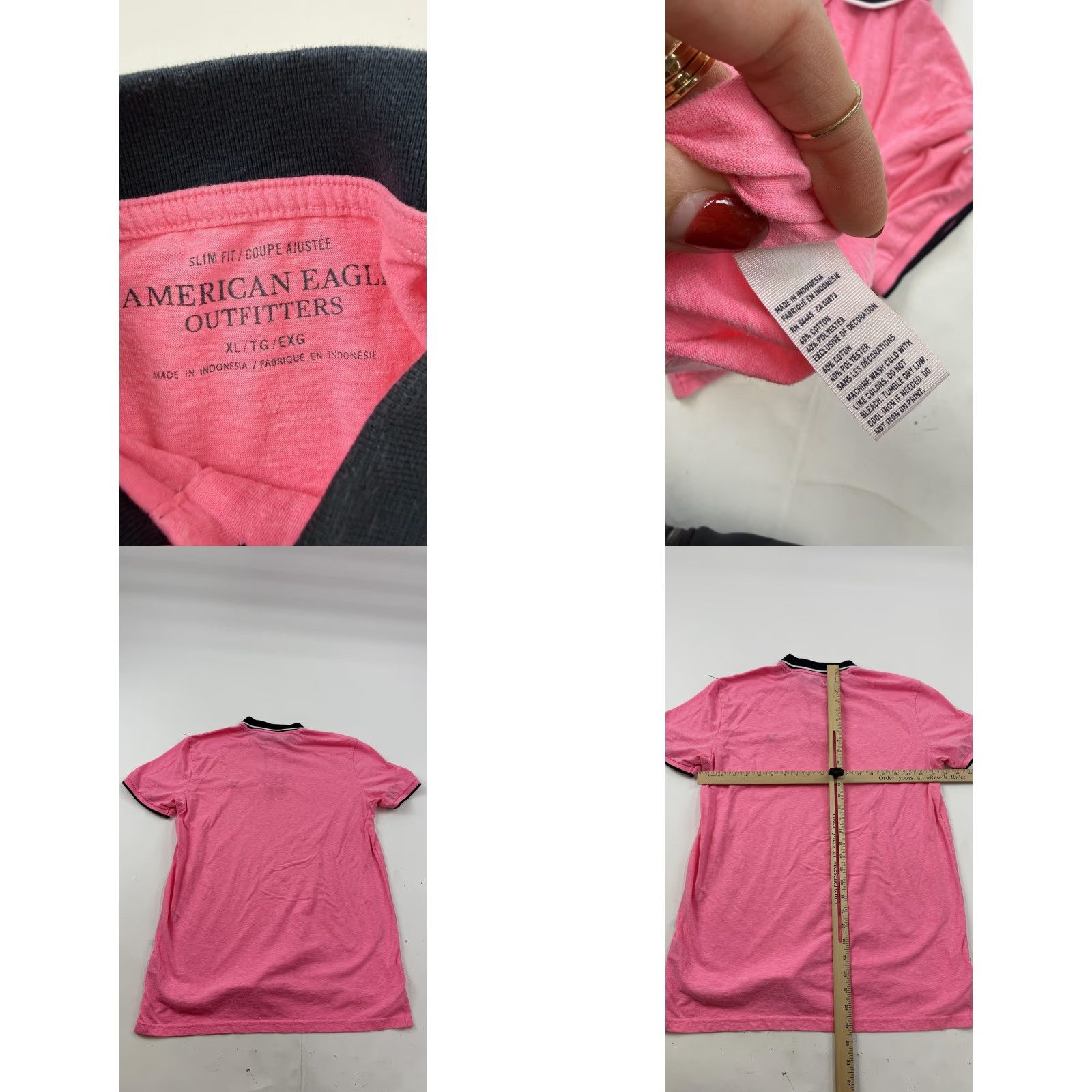 American Eagle Outfitters American Eagle Outfitters Polo Shirt Slim Fit Mens XL Pink Eagle Logo Casual Size US XL / EU 56 / 4 - 8 Thumbnail