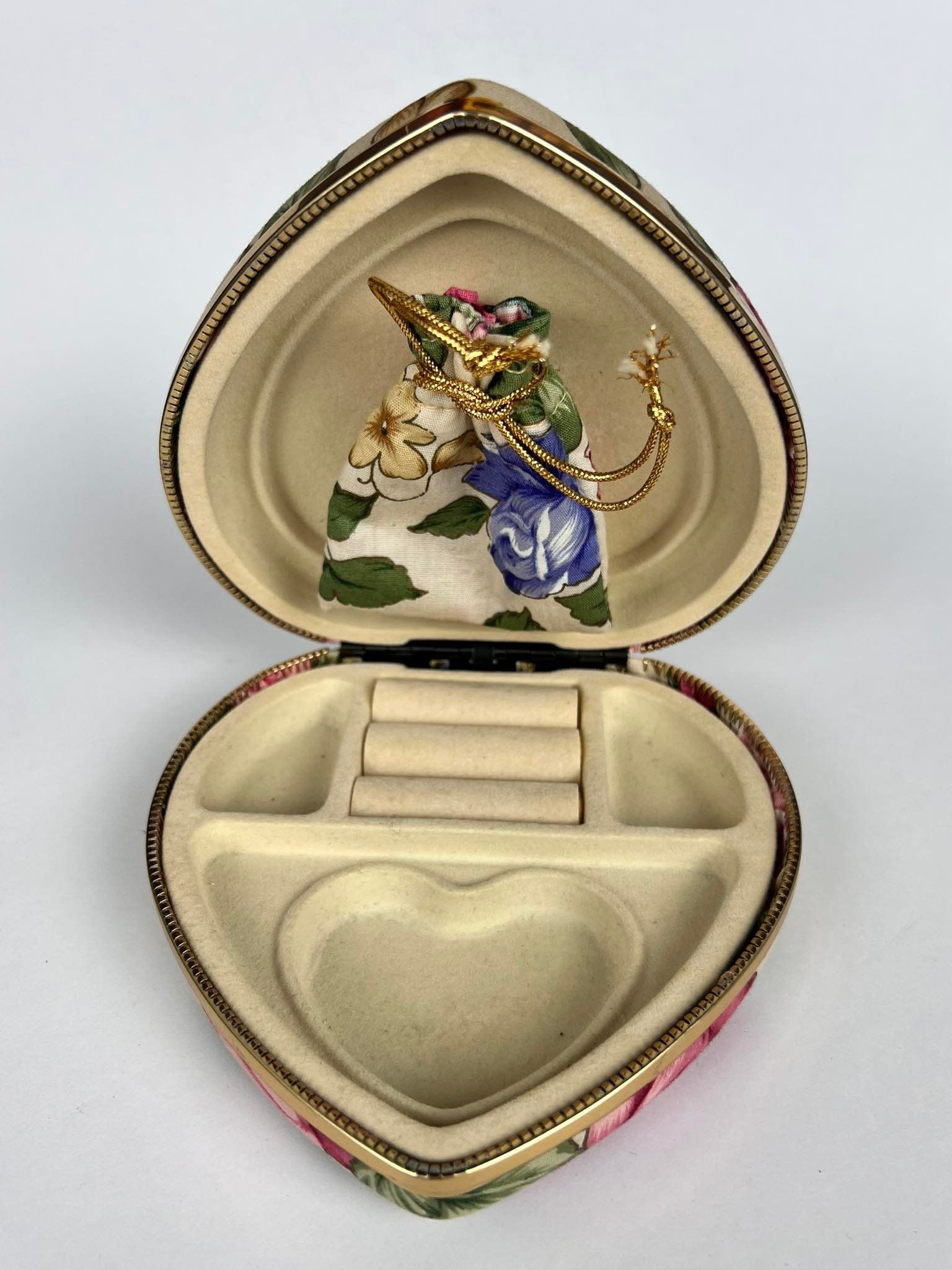 Vintage Vintage Textile Trinket Box Heart For Jewelry Size ONE SIZE - 2 Thumbnail