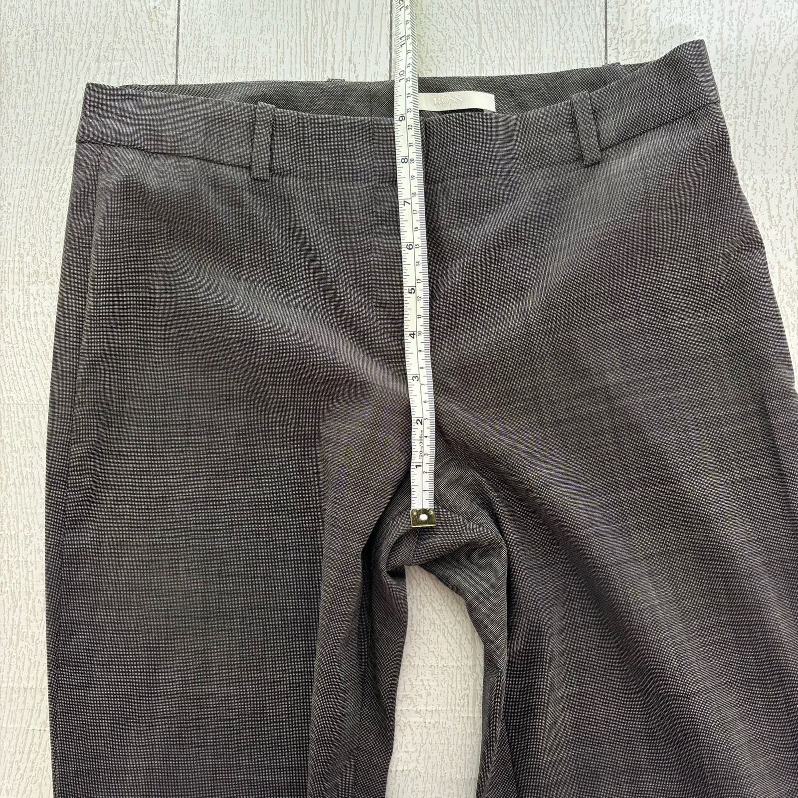 Hugo Boss Boss by Hugo Boss Gray Micro Check Dress Pants Size 2 Size 26" / US 2 / IT 38 - 2 Thumbnail