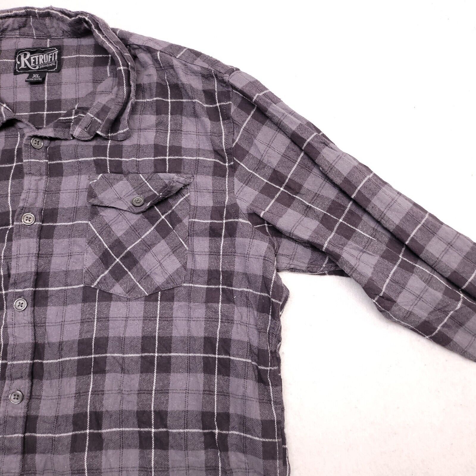 Retrofit Retrofit Tartan Flannel Shirt Mens Size Extra Large XL Gray Size US XL / EU 56 / 4 - 5 Thumbnail