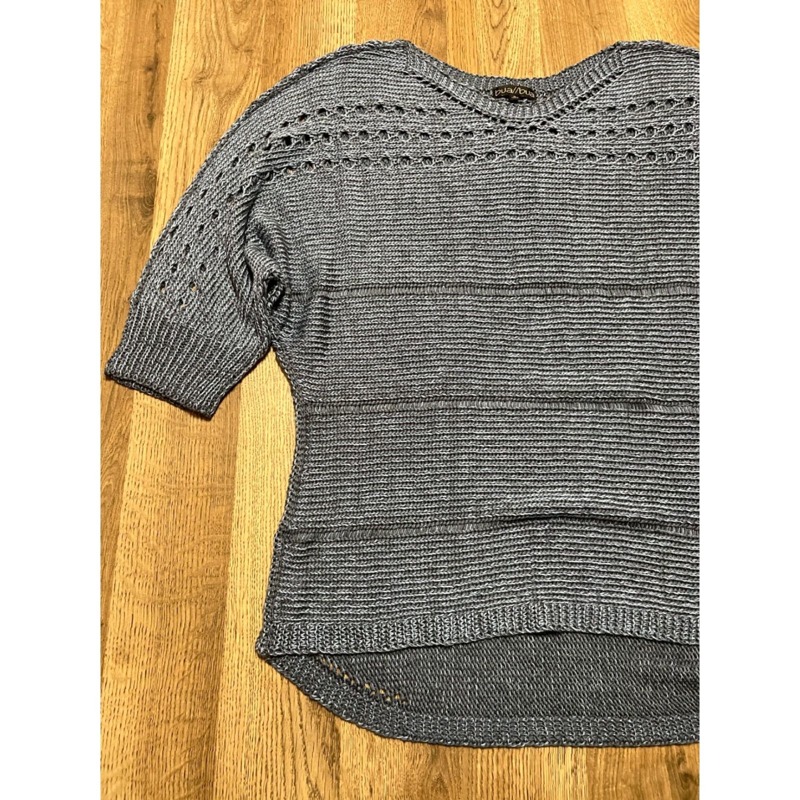 Vintage Bua Bua Shirt Women's Large Blue Knitted 3/4 Sleeve T-Shirt Pullover Casual Modern Knit Round Neck Regular Size L / US 10 / IT 46 - 3 Thumbnail
