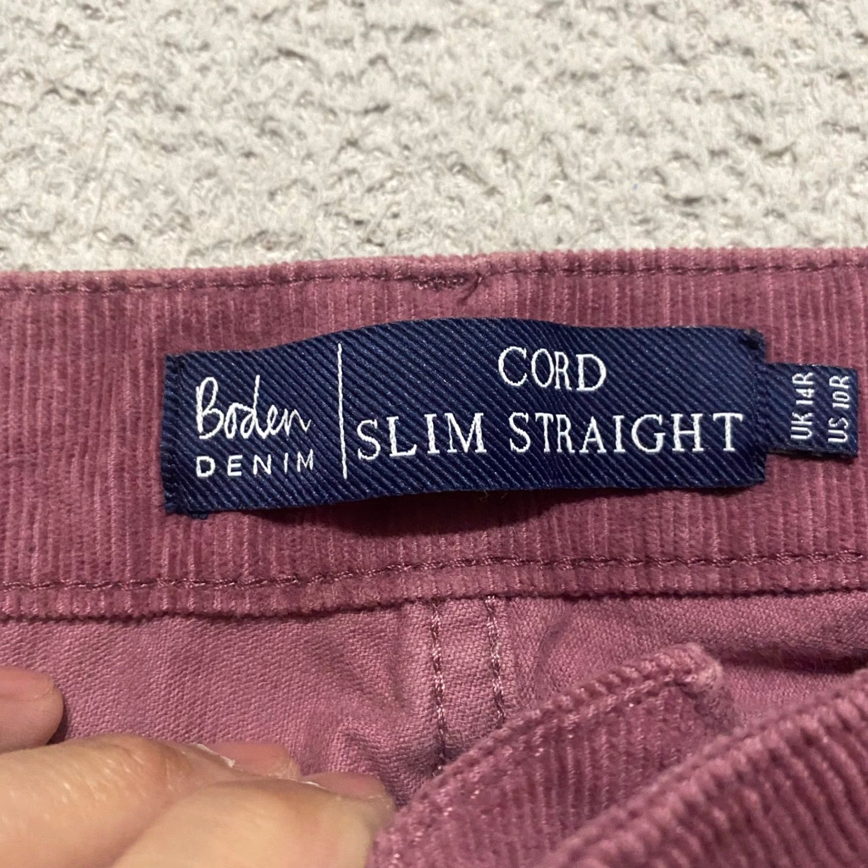 Boden Boden Womens Jeans Corduroy Red Slim Straight High Rise 10 Regular 28in Inseam 5-Pocket Pattern Solid Cotton Spandex Women Size 32" / US 10 / IT 46 - 3 Thumbnail