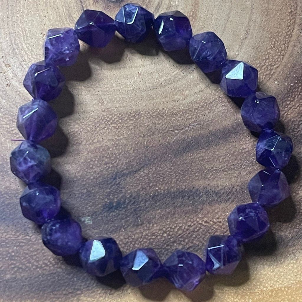 Other Amethyst purple diamond stretch beaded bracelet 7” crystal h Size ONE SIZE - 6 Thumbnail