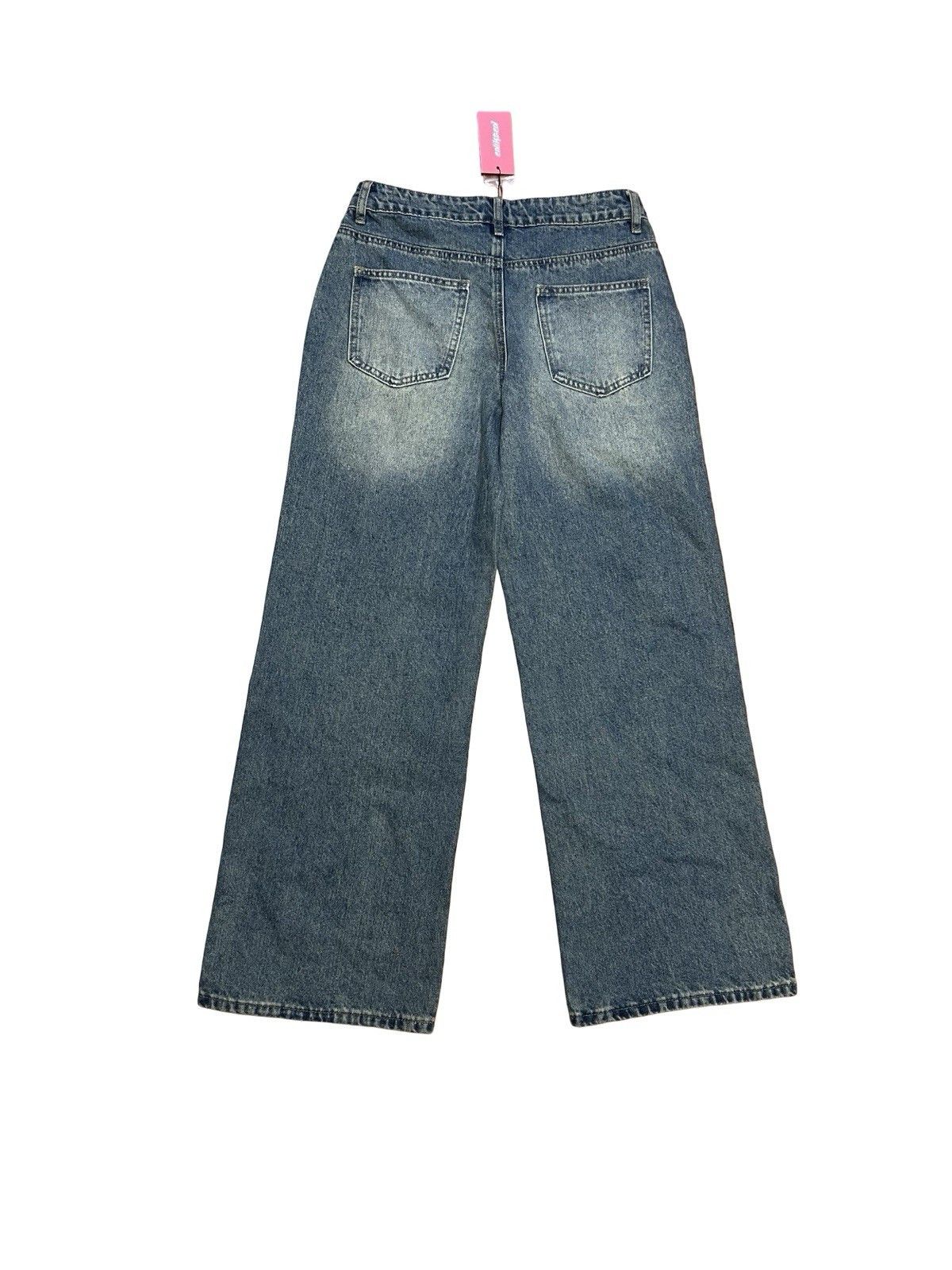 Other Edikted Magda Acid Wash Low Rise Baggy Jeans Blue Vintage Size 28" / US 6 / IT 42 - 4 Thumbnail