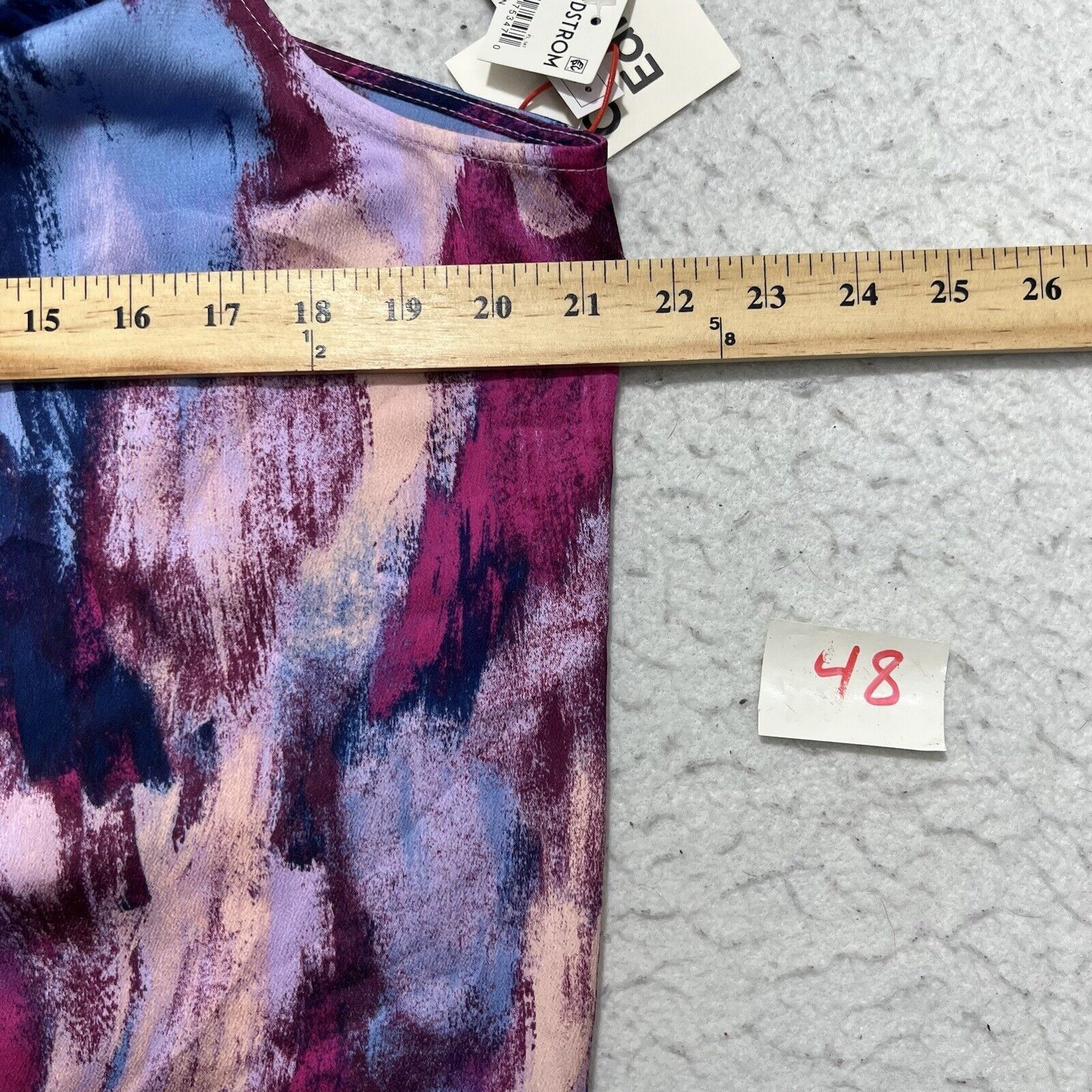 Nordstrom Open Edit Cowl Neck Satin Camisole Purple Chalk Camo Top Size XL / US 12-14 / IT 48-50 - 6 Thumbnail