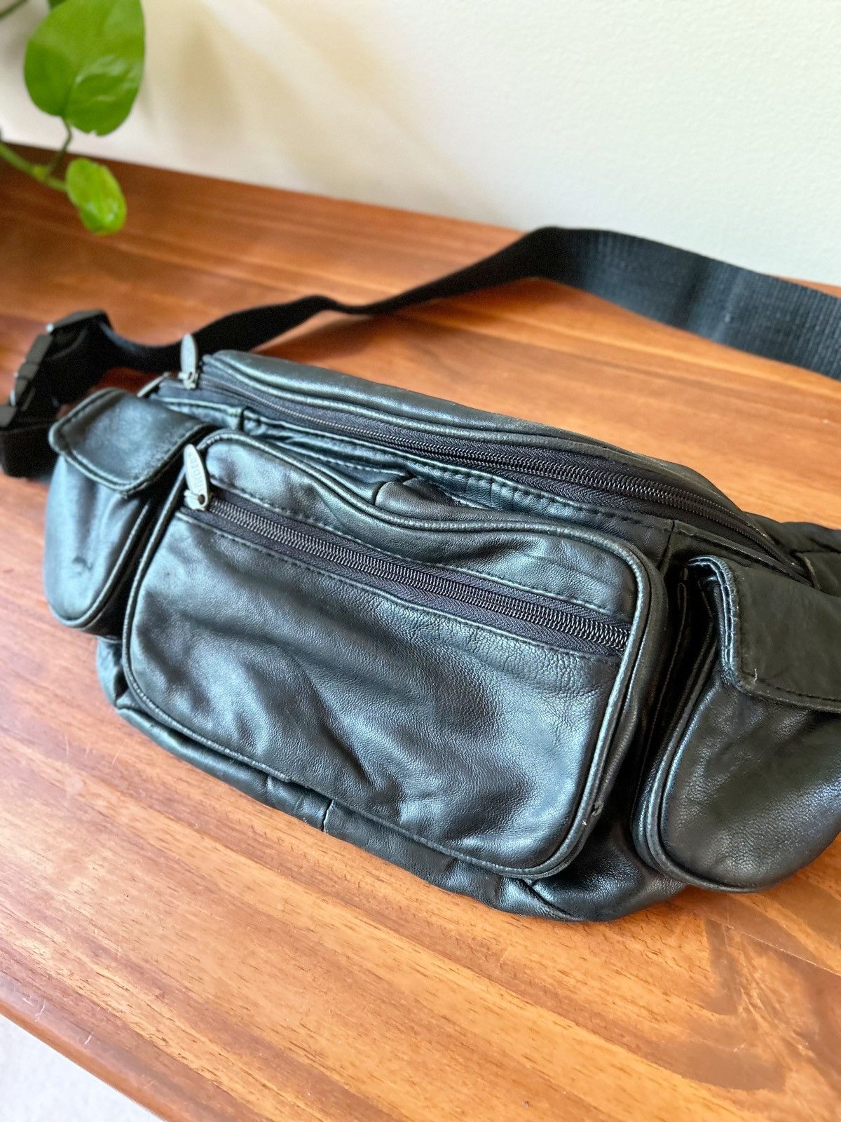Vintage Vintage Black Leather Tinder Fanny Pack Grailed