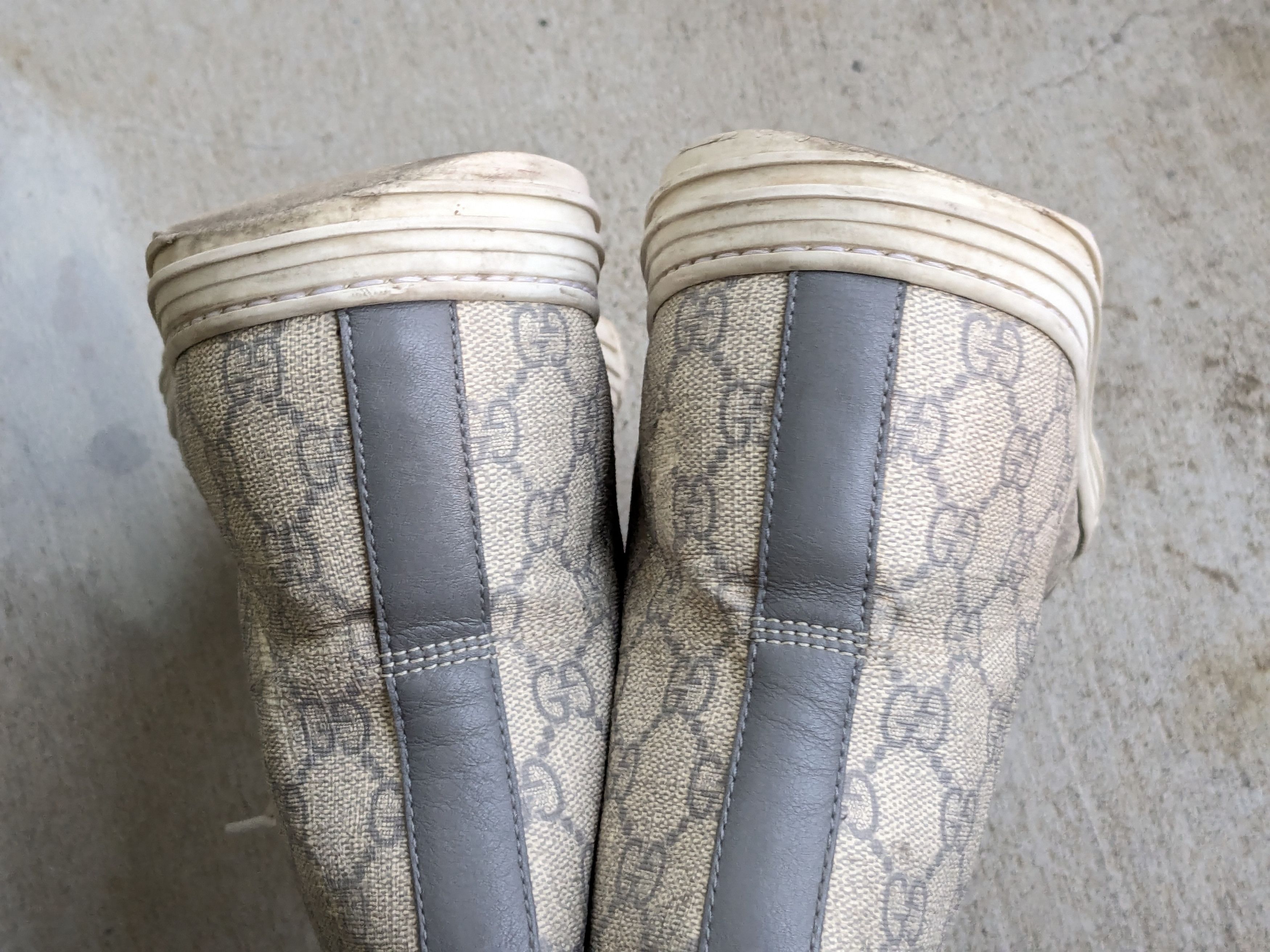Gucci Gucci Monogram Sneakers 12.5 Canvas Gray White High Size US 12.5 / EU 45-46 - 16 Thumbnail