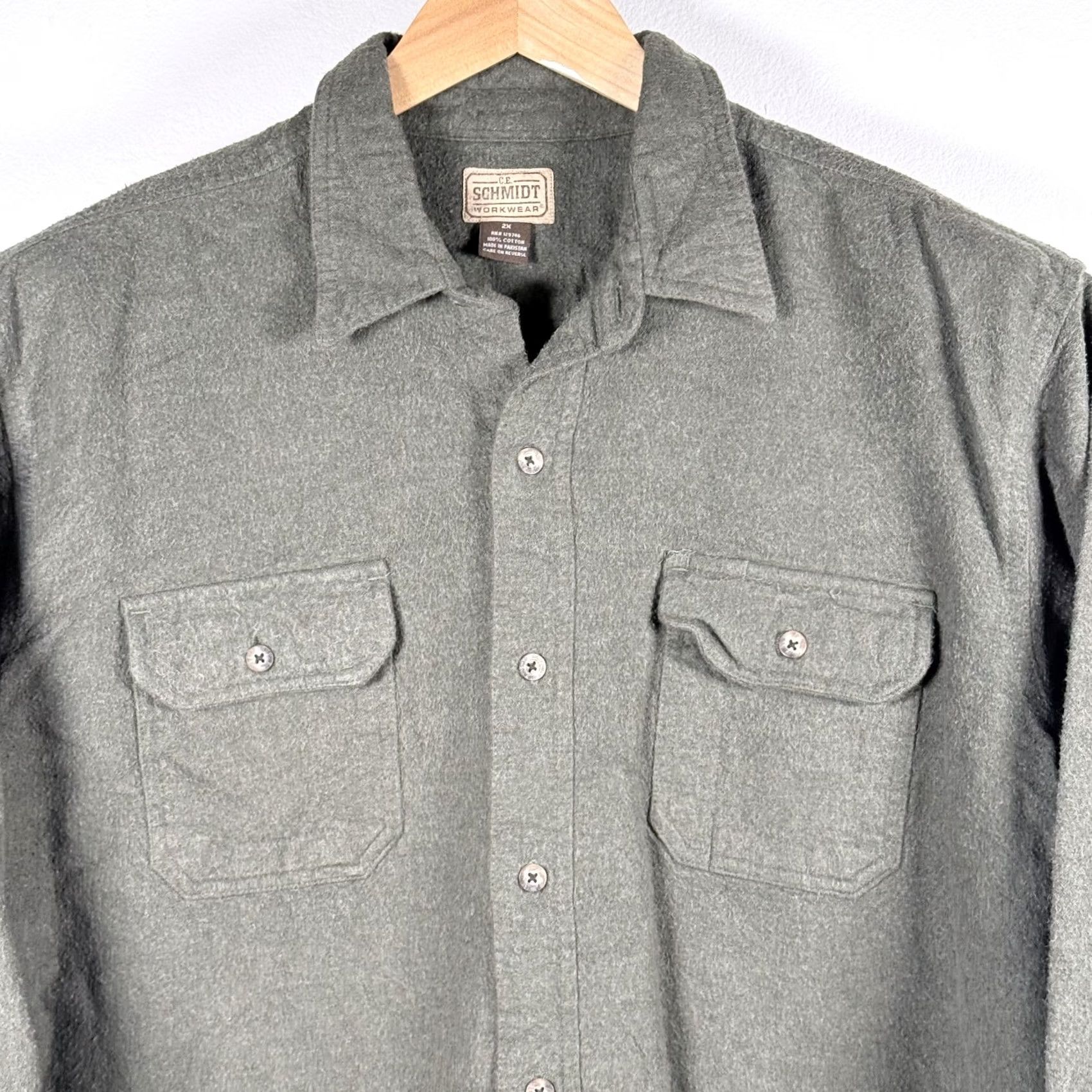 Vintage C.E. Schmidt Workwear Shirt Men's Gray Long Sleeve Pockets Winter - Size 2XL Size US XXL / EU 58 / 5 - 3 Thumbnail