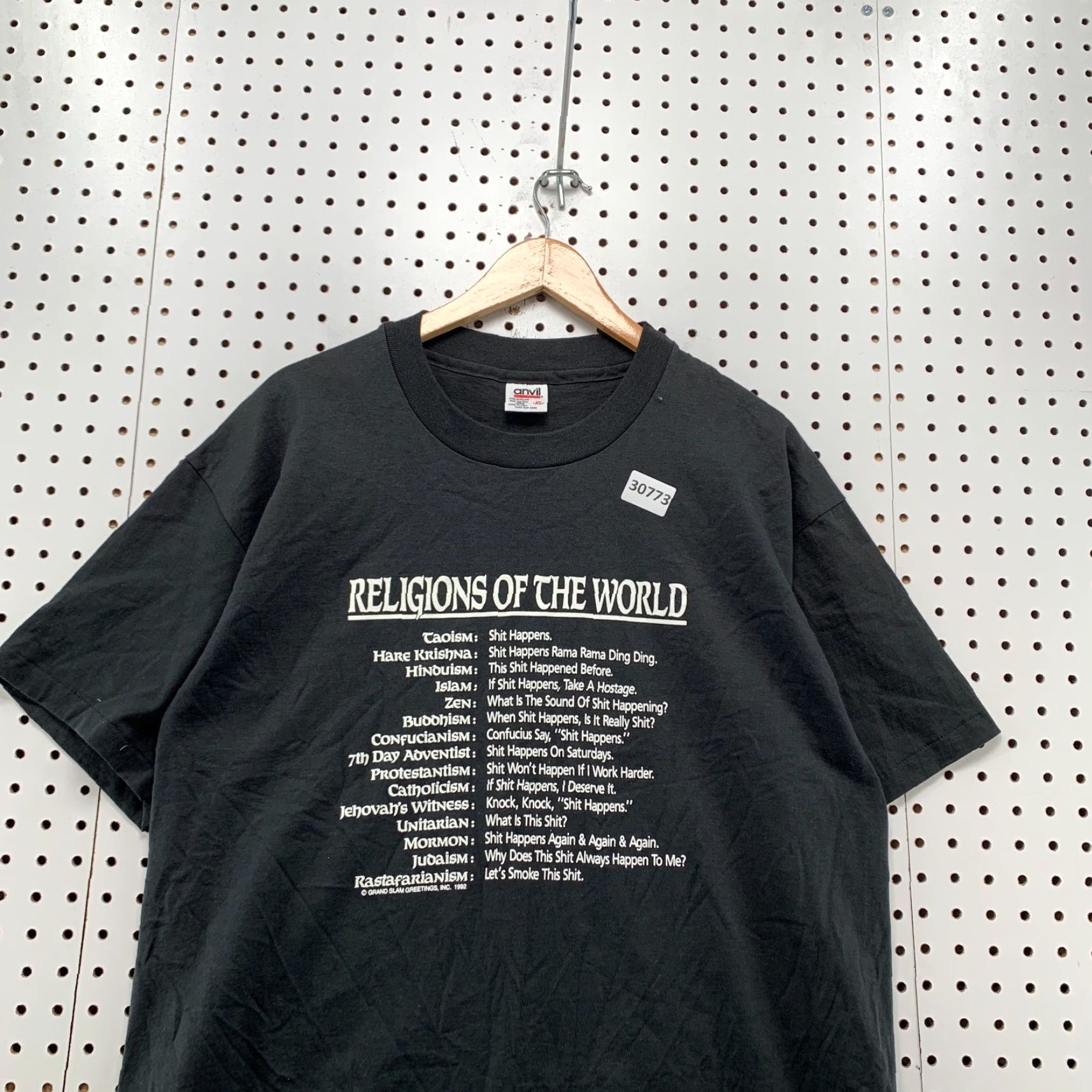 Anvil VINTAGE Anvil T-Shirt Black Mens L N/A Single Stitch Made USA 22X31 Funny Religions Rasta Shirt Size US L / EU 52-54 / 3 - 2 Thumbnail