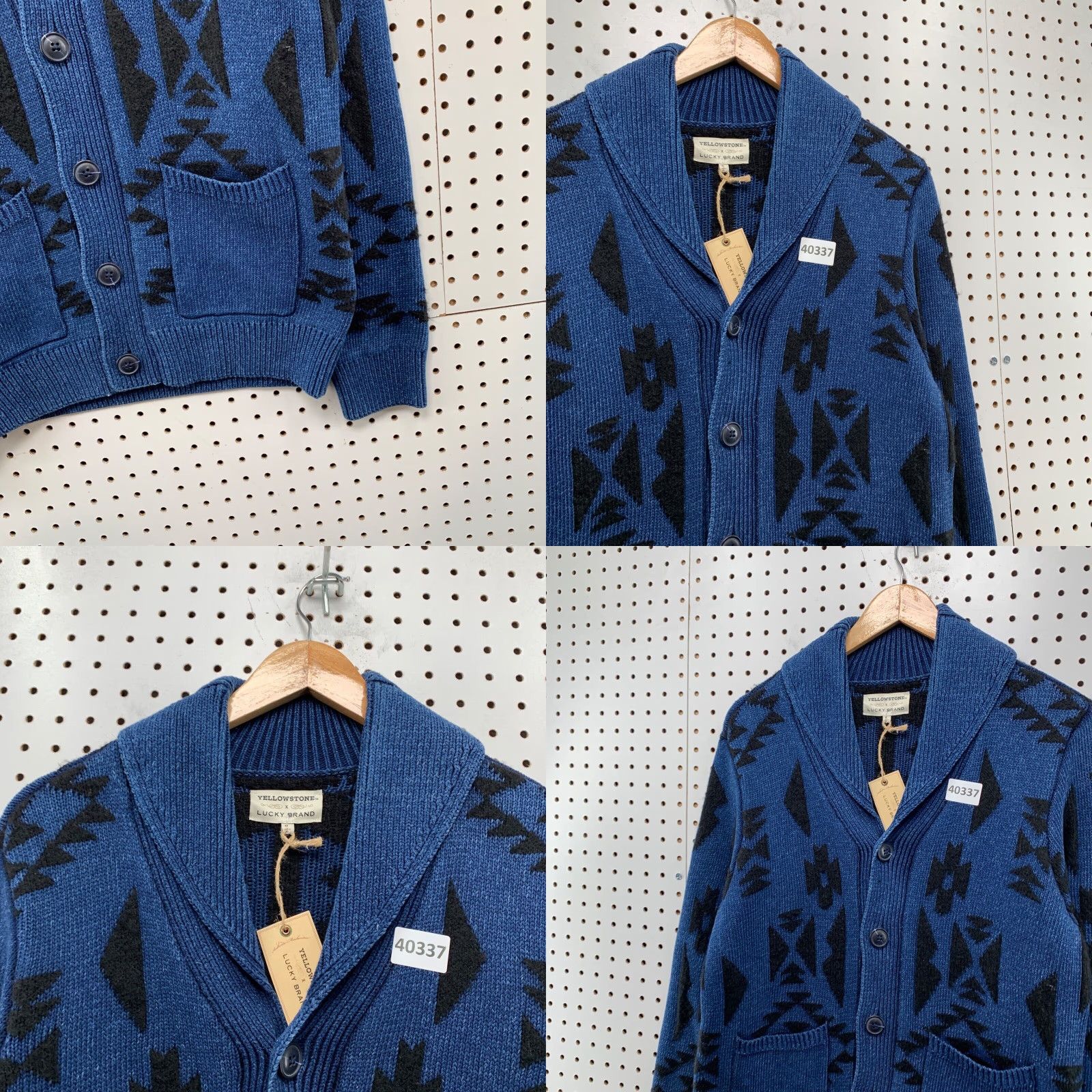 Lucky Brand VINTAGE Lucky Brand Aztec Knit Cardigan Sweater Mens Small Blue Geometric 90s Size US S / EU 44-46 / 1 - 8 Thumbnail