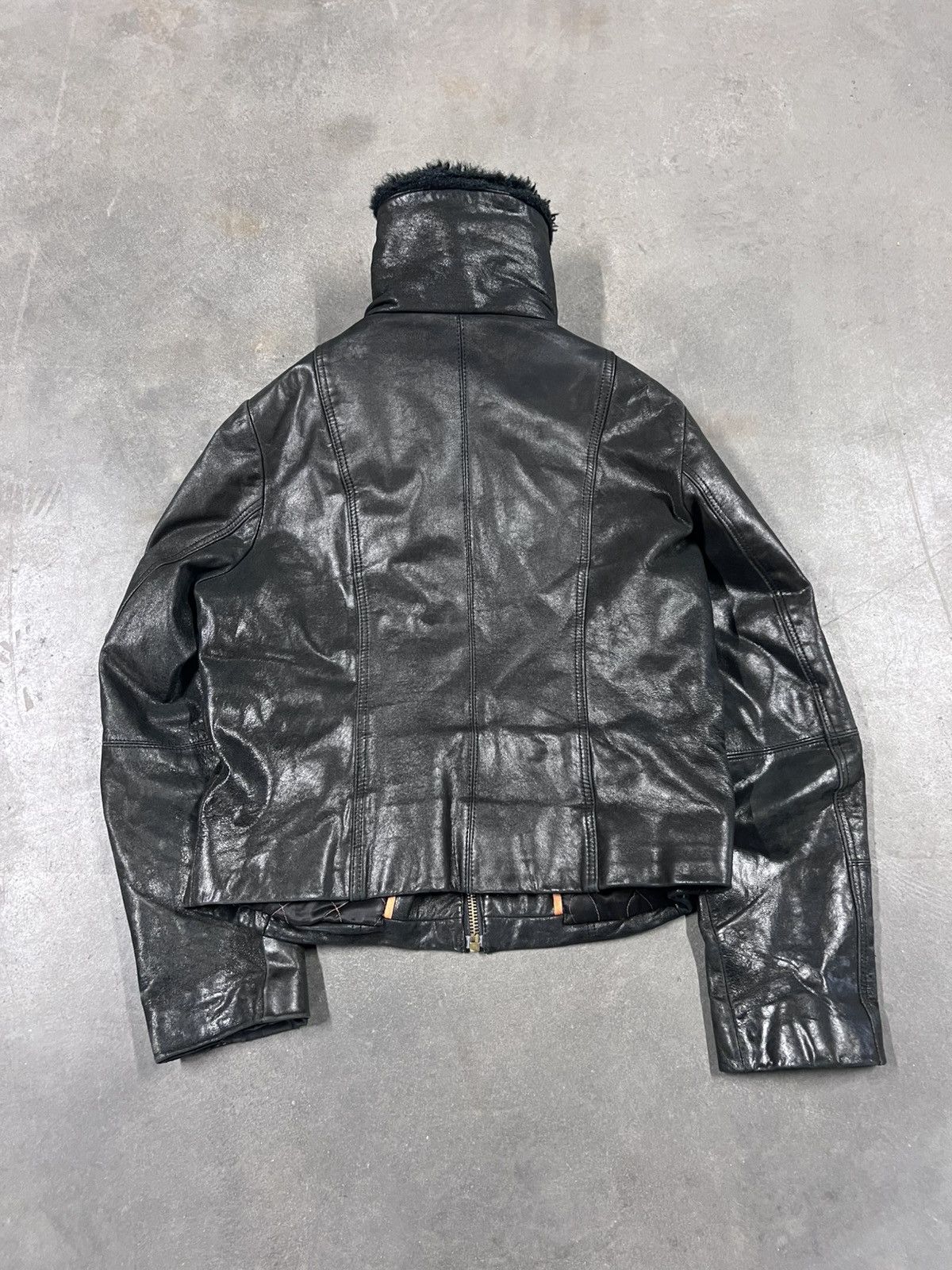 Rick Owens Real Leather Faux Fur Collar Japanese Style Jacket Size M / US 6-8 / IT 42-44 - 6 Thumbnail