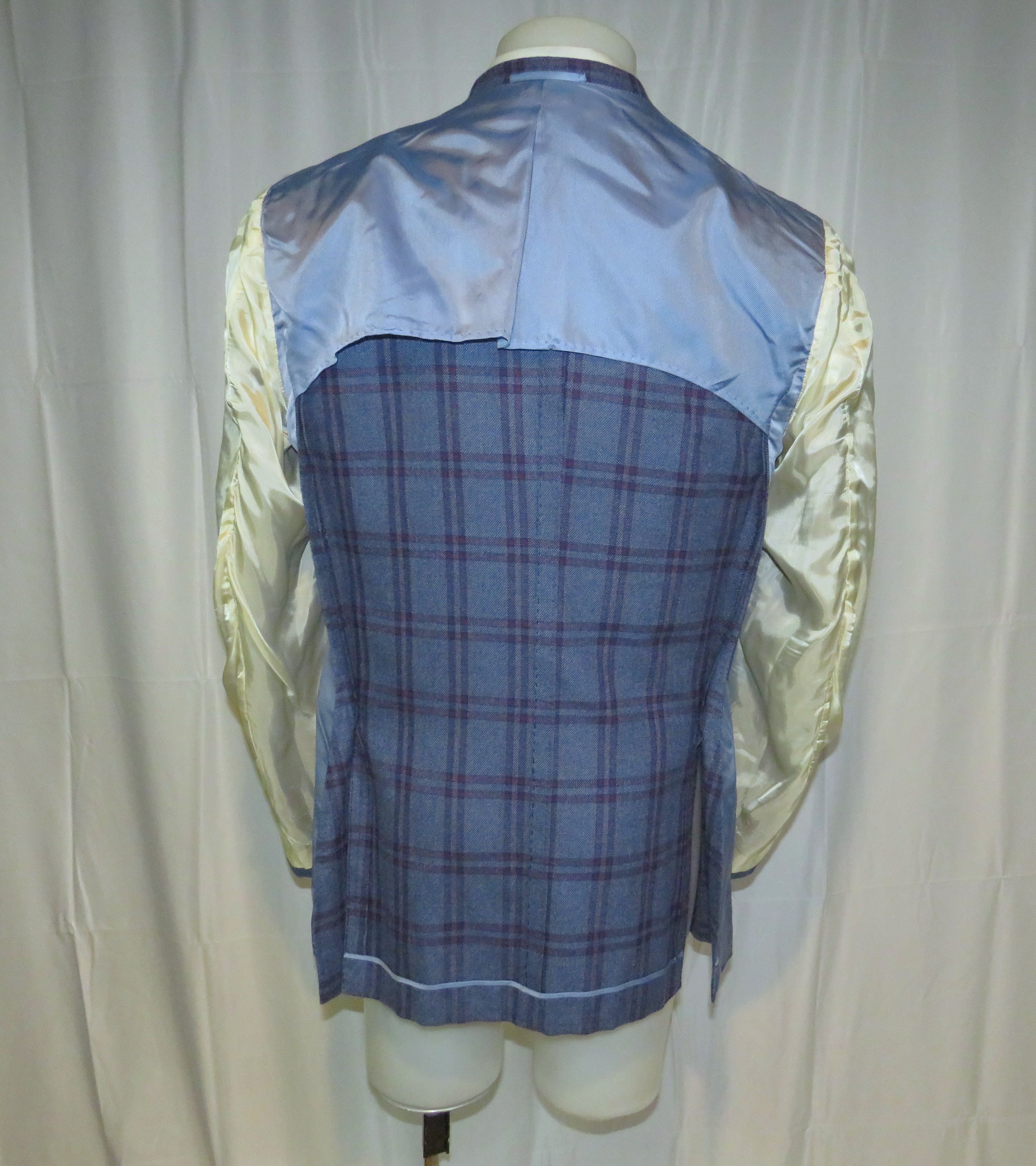 Cesare Attolini × Tincati Blue Plaid 100% Cashmere Sport Coat 42R Size 42R - 12 Thumbnail