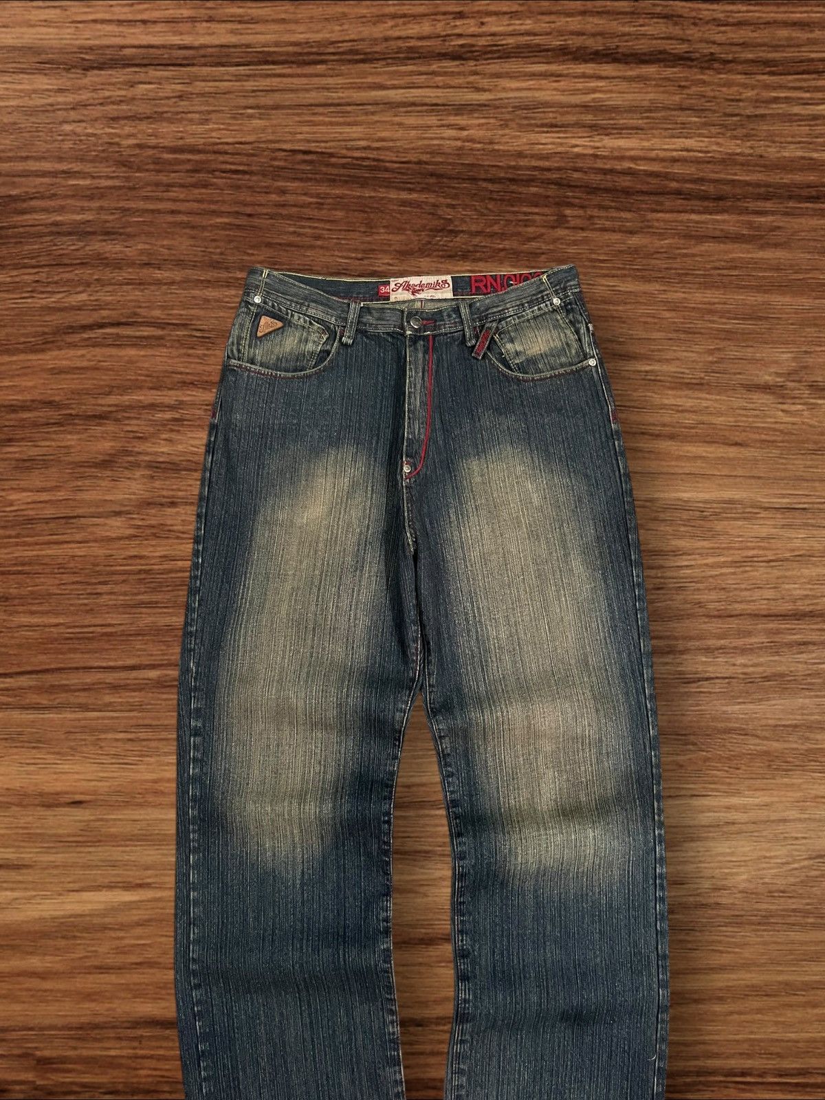 Akademiks ⚡️Baggy⚡️Akademiks Y2K Graffiti Patchwork Distress Baggy Jeans Size US 34 / EU 50 - 3 Thumbnail
