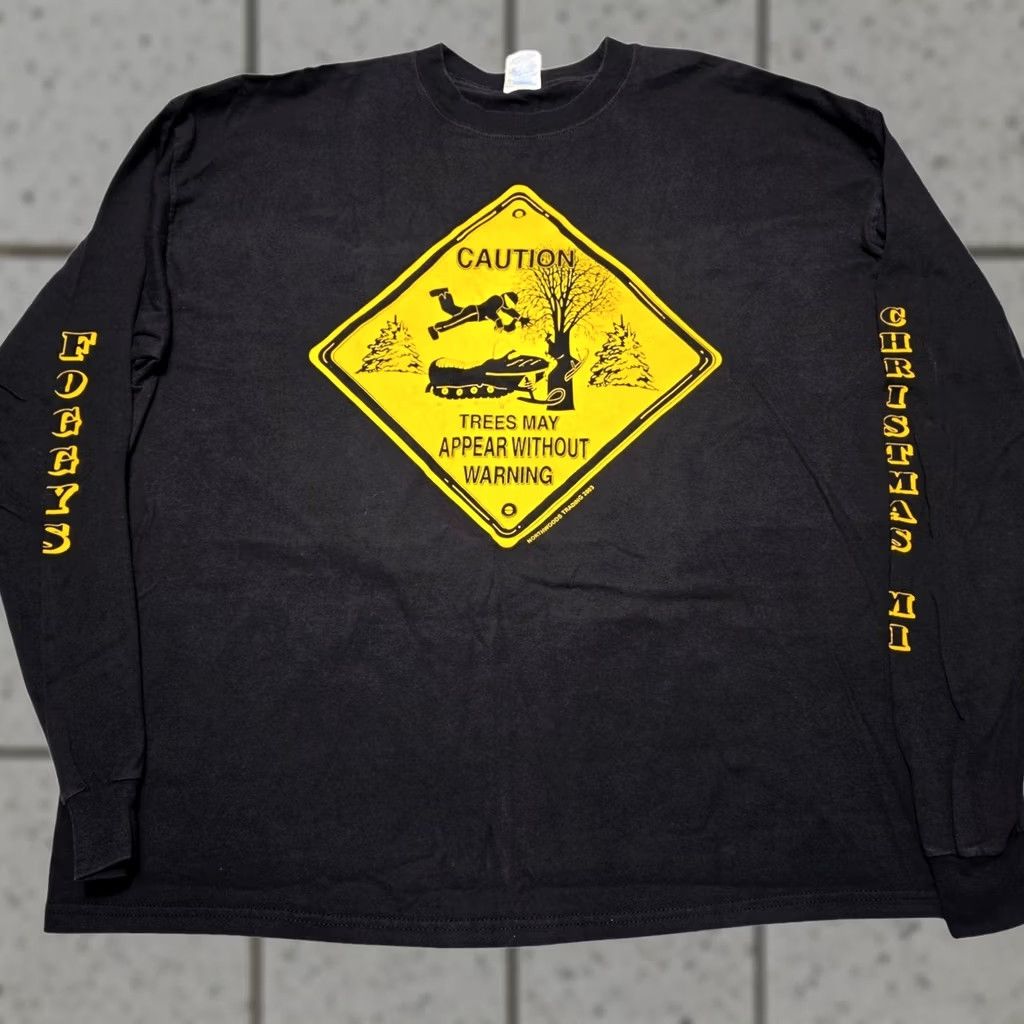 Gildan VINTAGE Foggys Lounge Steak Christmas Michigan Longsleeve T-Shirt Size 2XL 90's Mens Black Cotton Graphic Print Crew Neck 1990s Size US XXL / EU 58 / 5 - 1 Thumbnail