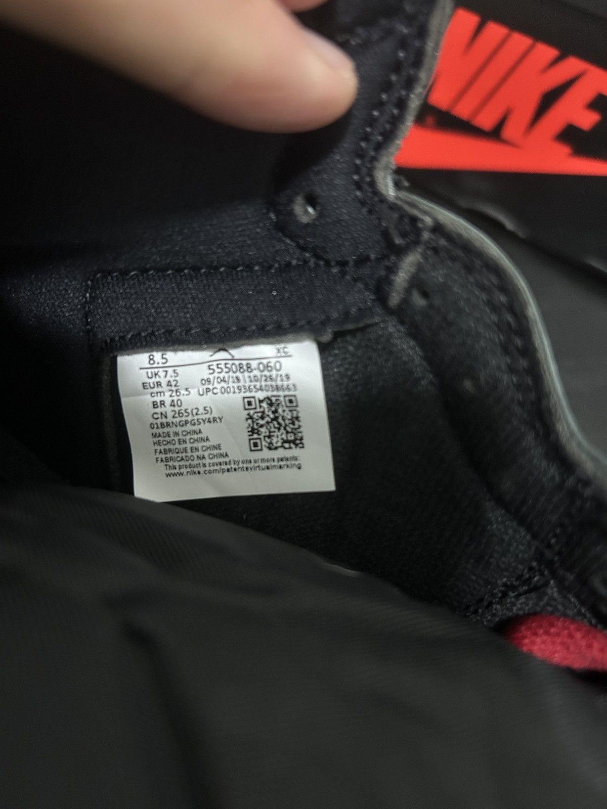 Jordan Brand Jordan 1 High Black Satin Gym Red Size US 8.5 / EU 41-42 - 6 Thumbnail