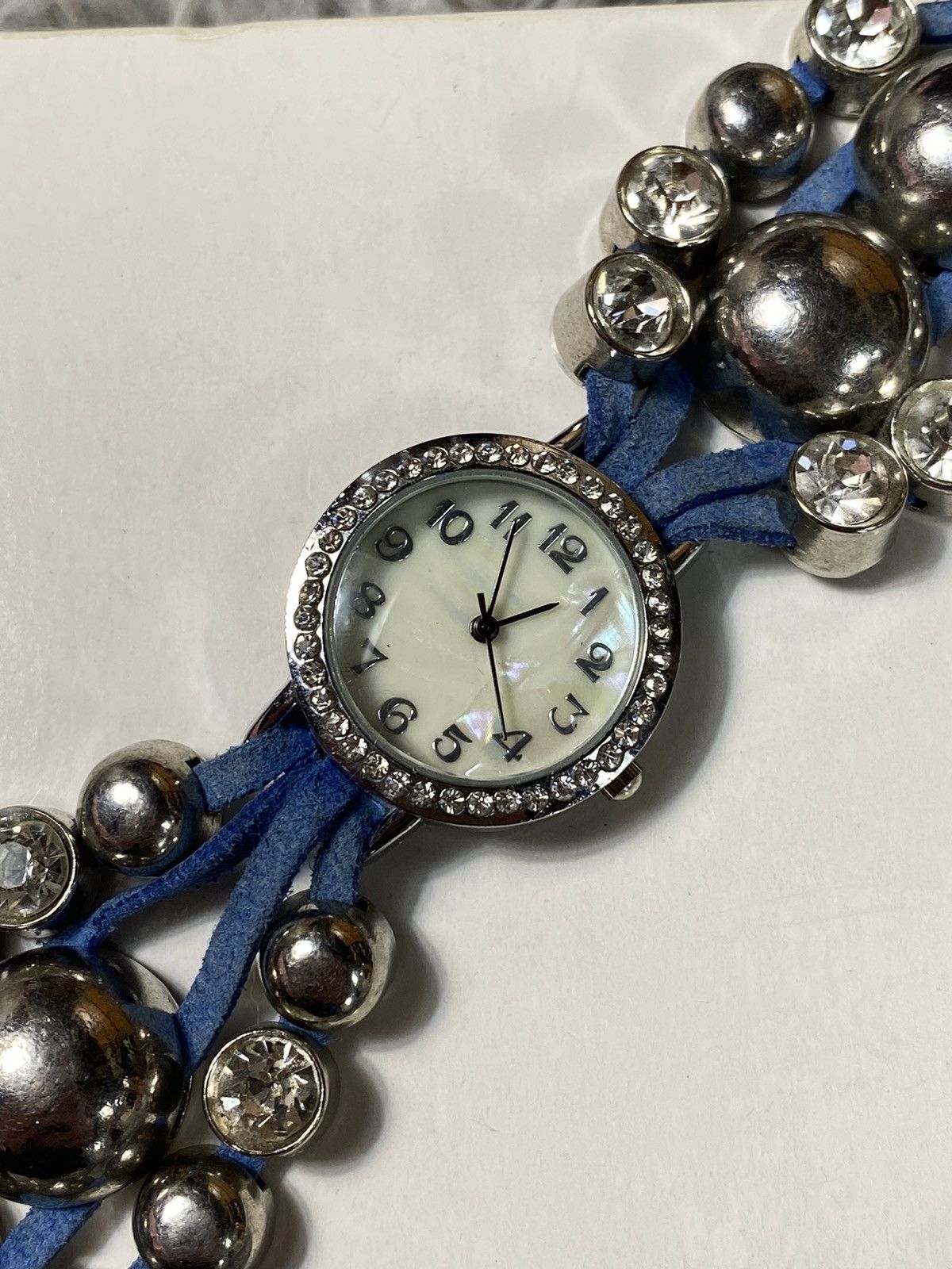Jewelry Blue Leather Beaded Bracelet Watch – Boho Chic Style Size ONE SIZE - 3 Thumbnail