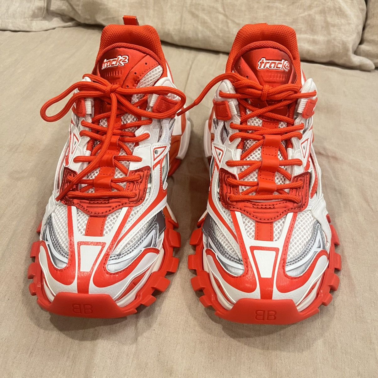 Balenciaga $1200 Balenciaga Track.2 Runners Sneaker, White Red Grey Size US 8 / EU 41 - 5 Thumbnail