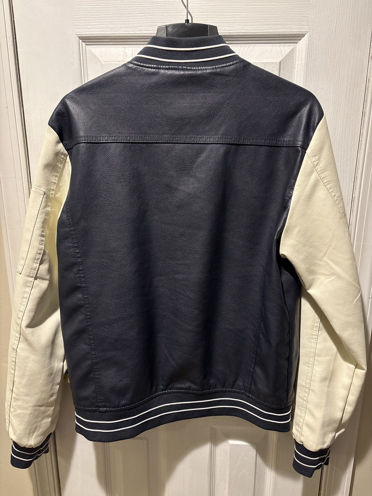 Vintage Leather Navy Varsity Jacket Size US L / EU 52-54 / 3 - 2 Thumbnail