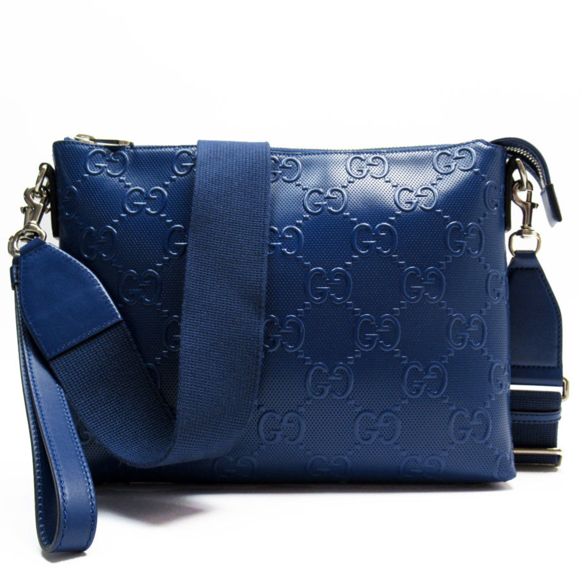 Gucci GUCCI Shoulder Bag GG Embossed Leather Blue Silver Men's 696009 w0858a Size ONE SIZE - 1 Thumbnail