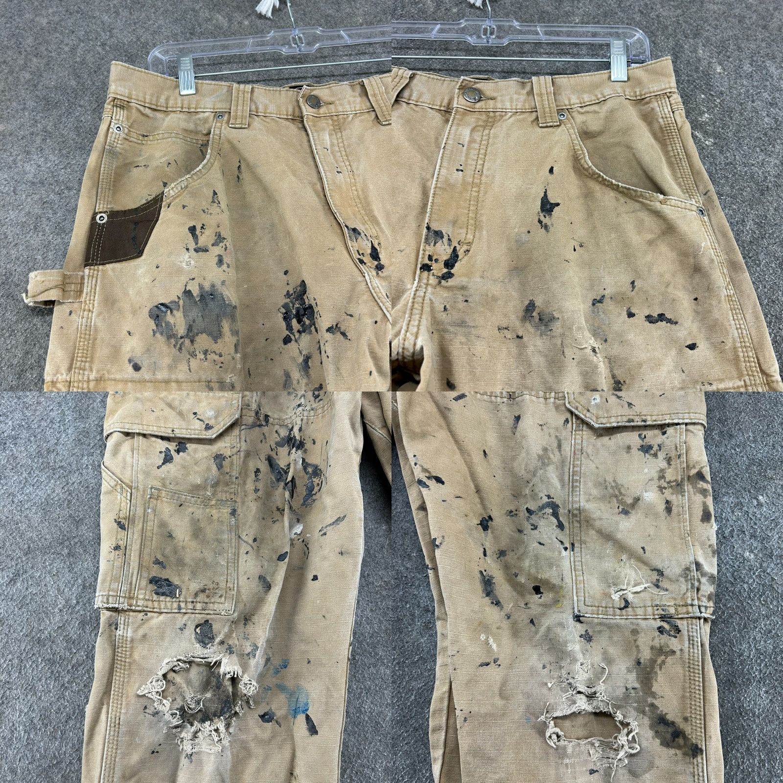 Wrangler Wrangler Pants Mens 32x30 Brown Cargo Riggs Ripstop Paint Splatter Distressed Cargo Pants Mens Regular Brown Workwear 90s? Size US 32 / EU 48 - 8 Thumbnail