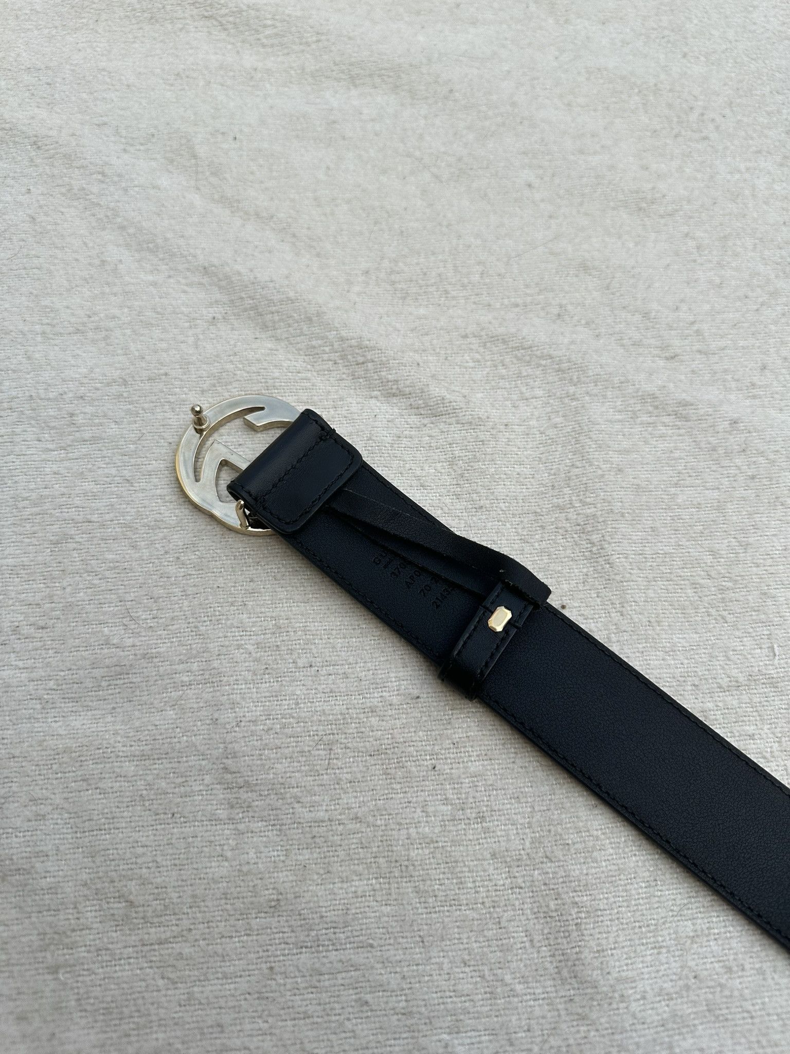 Gucci Gucci Belt Black Leather Interlocking G Buckle Size ONE SIZE - 8 Thumbnail