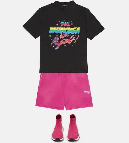 Balenciaga o1mt1gz1124 KIDS Speed 2.0 Allover Sneakers in Pink Size US 5 / EU 37 - 4 Thumbnail