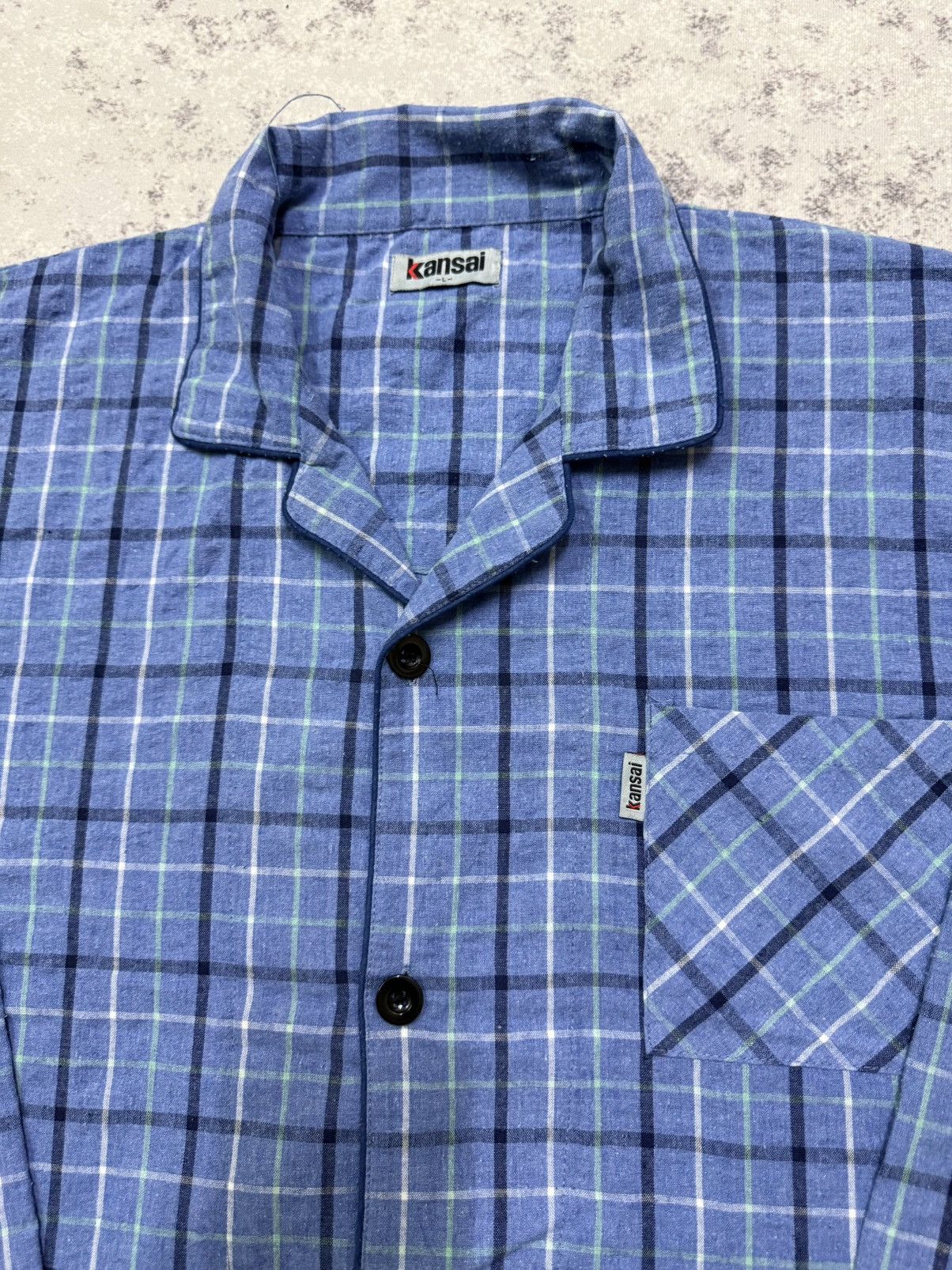 Kansai Yamamoto Kansai Bule Plaid Cotton Flannel pyjama Button Up Size US L / EU 52-54 / 3 - 4 Thumbnail