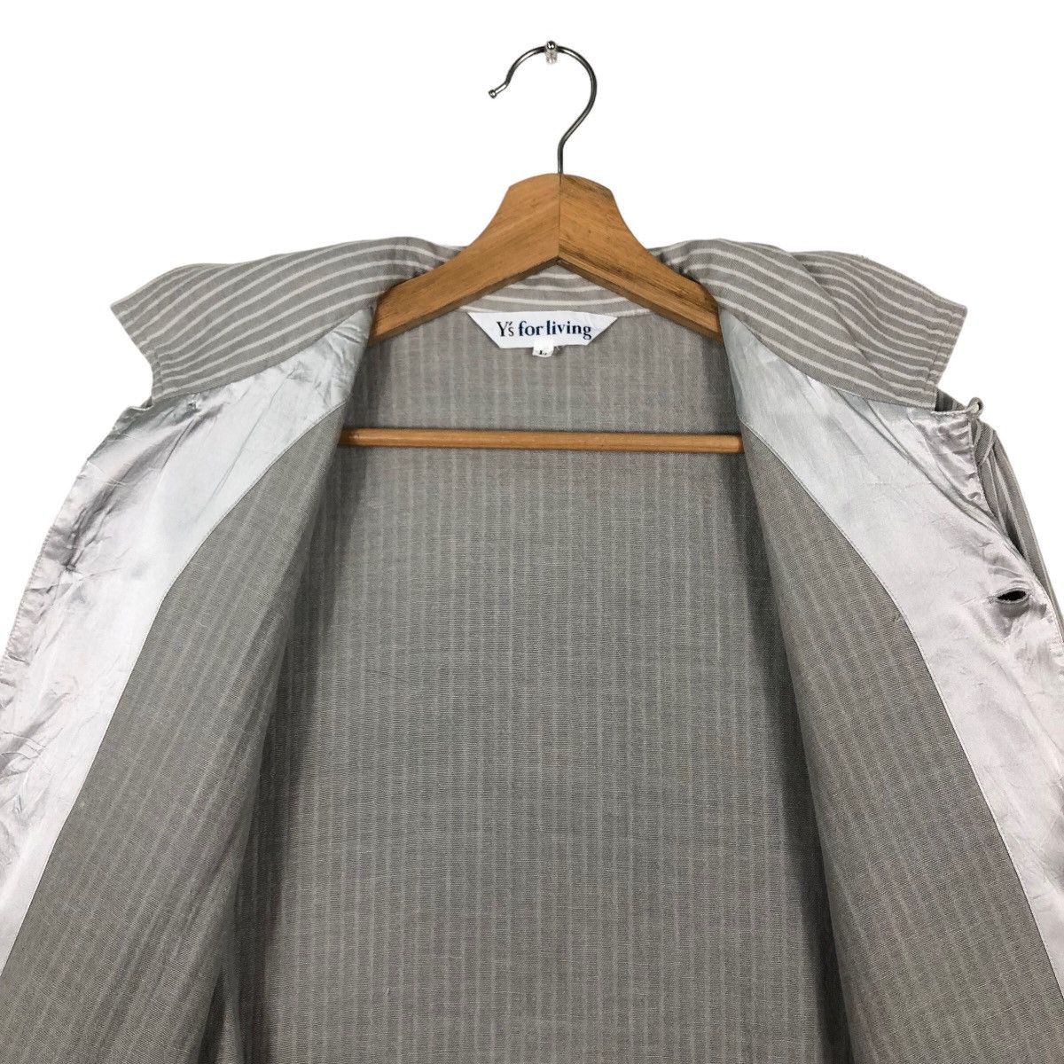 Yohji Yamamoto 🔥80’s Vintage Y’s For Living Long Jacket Striped Pin Japan Size US L / EU 52-54 / 3 - 12 Thumbnail
