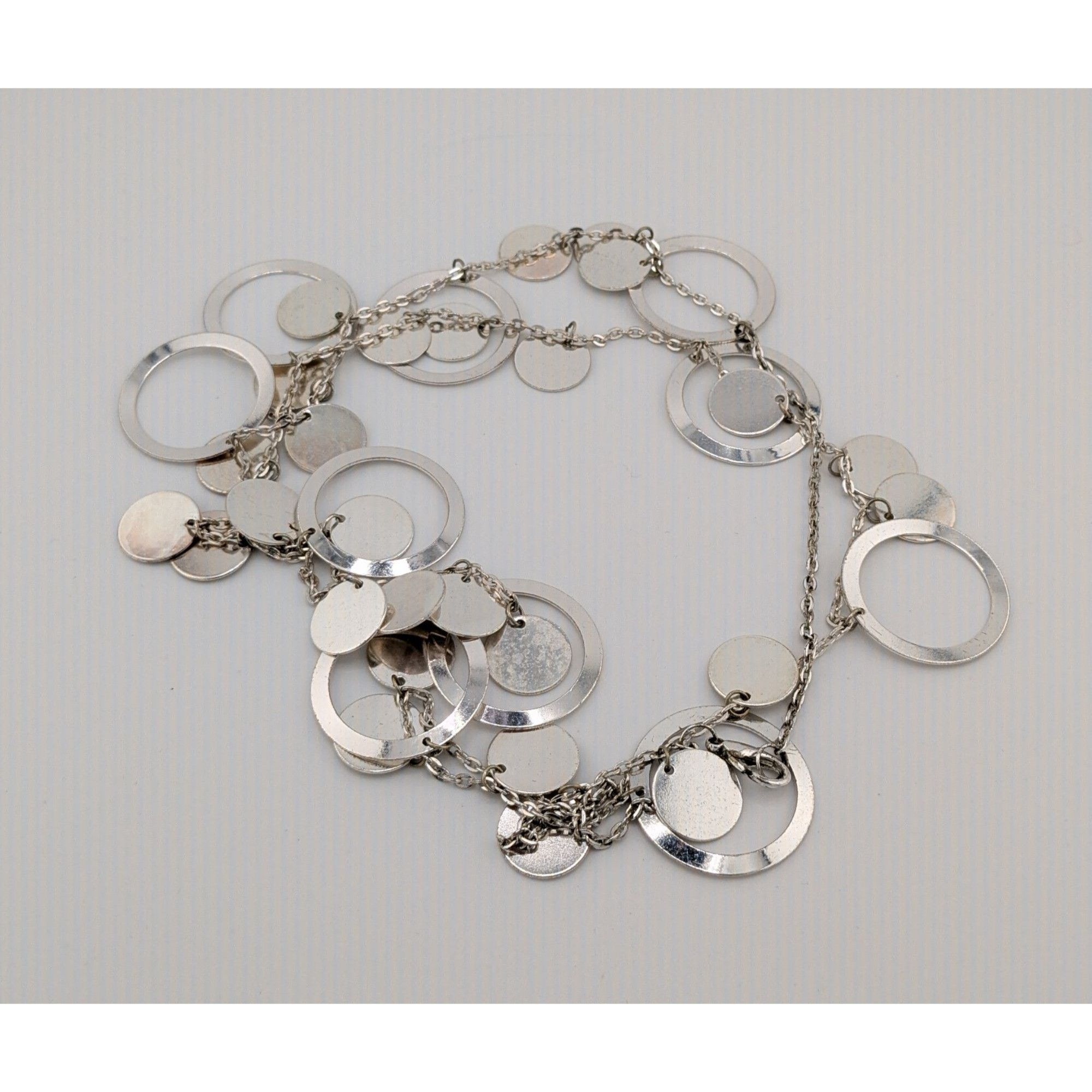 Other Vintage Glam Silver Tone Disc And Charm Necklace On Opera Le Size ONE SIZE - 6 Thumbnail
